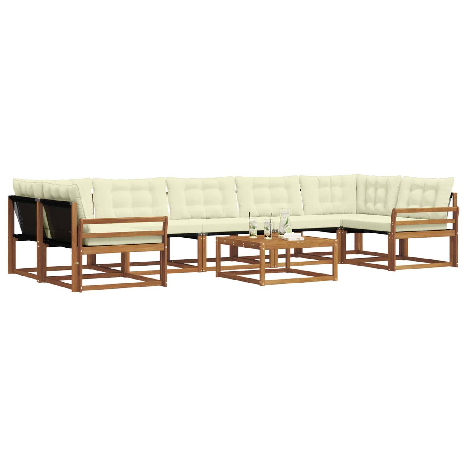 vidaXL Outdoor-Sofagarnitur mit Kissen 8 pcs Natur und Creme
