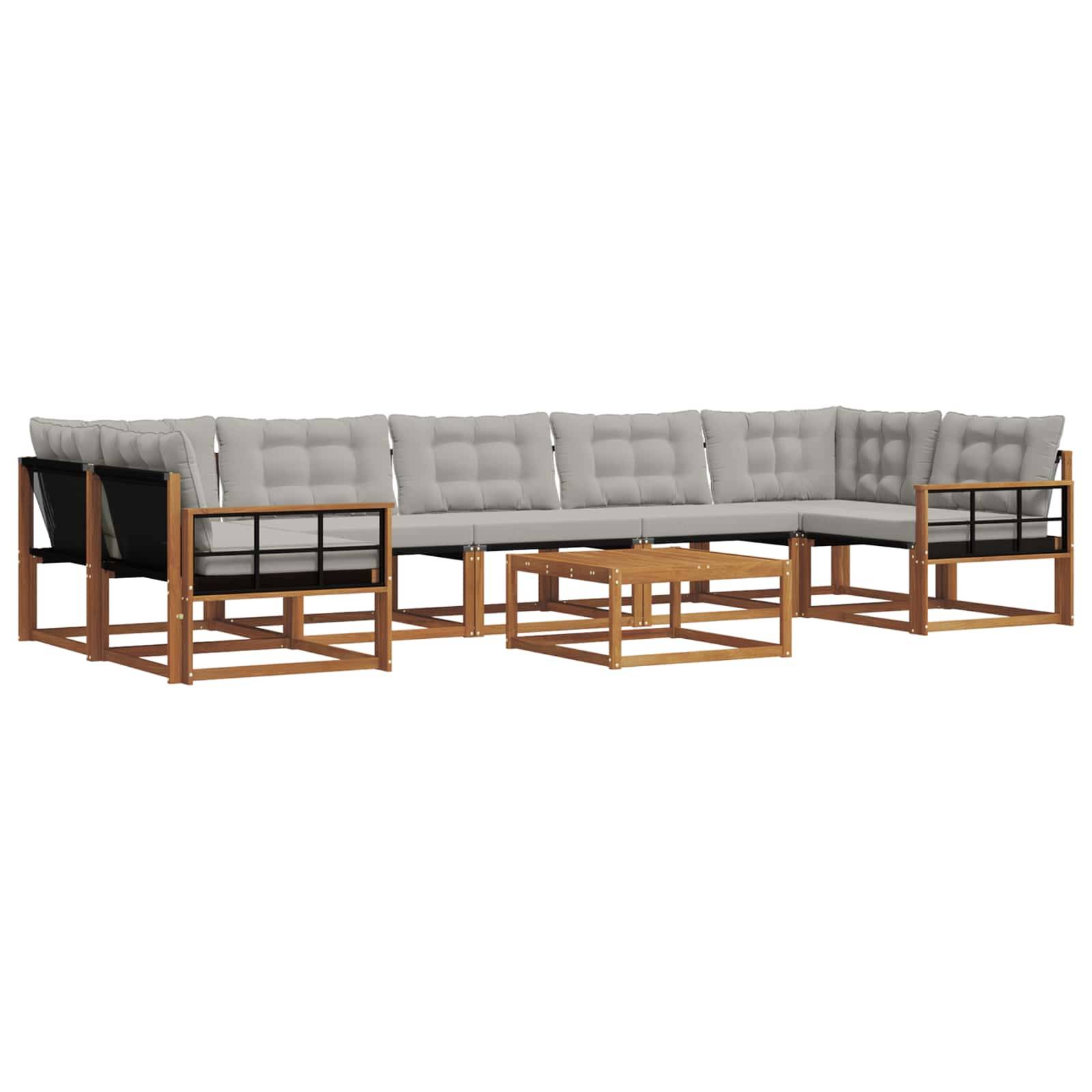 vidaXL Outdoor-Sofagarnitur mit Kissen 8 pcs Natürlich und Hellgrau