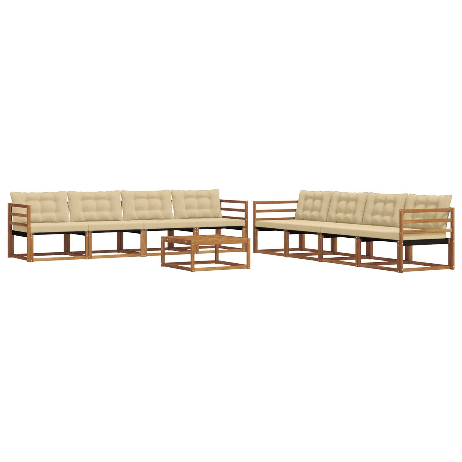 vidaXL Outdoor-Sofagarnitur mit Kissen 9 pcs Natur und Beige