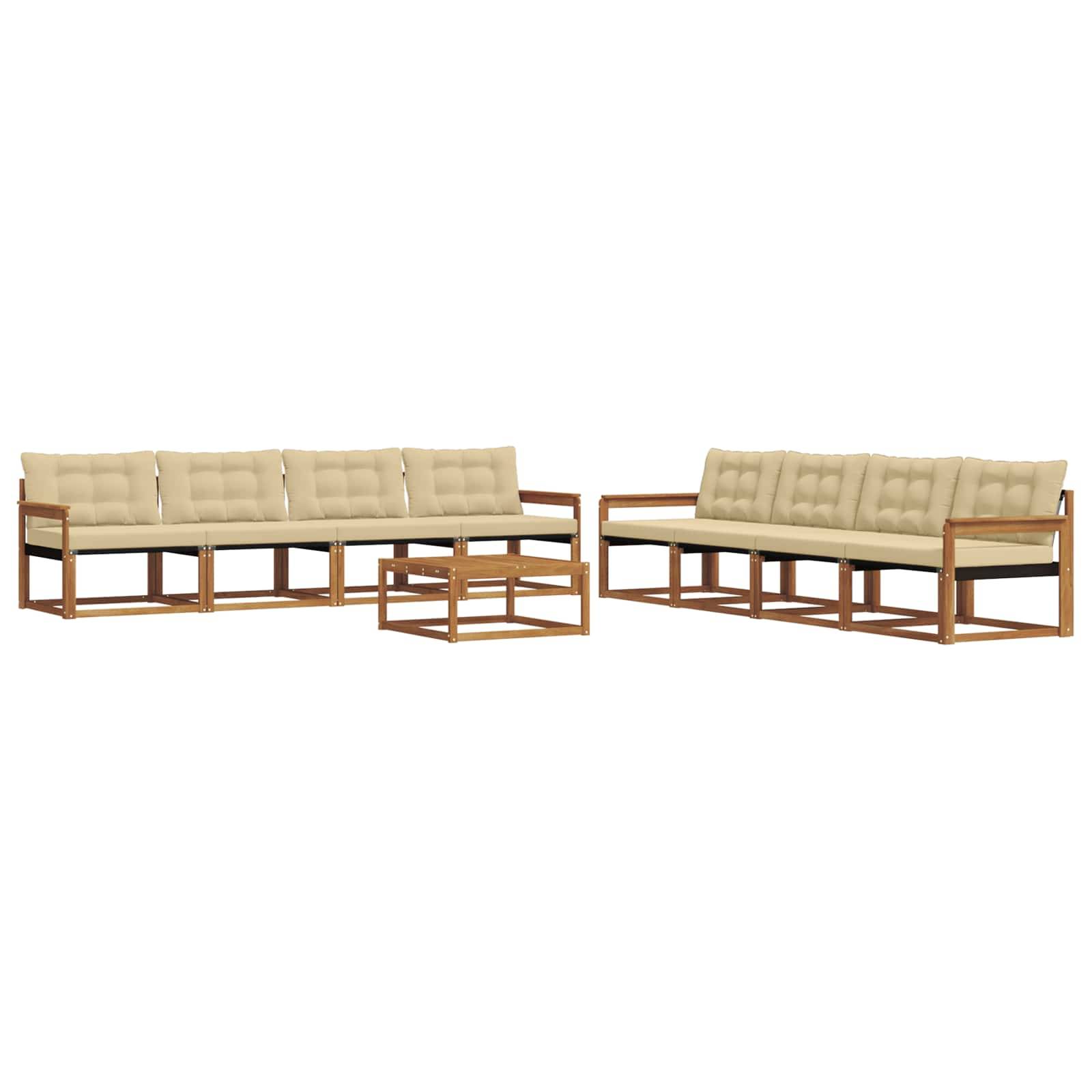 vidaXL Outdoor-Sofagarnitur mit Kissen 9 pcs Natur und Beige