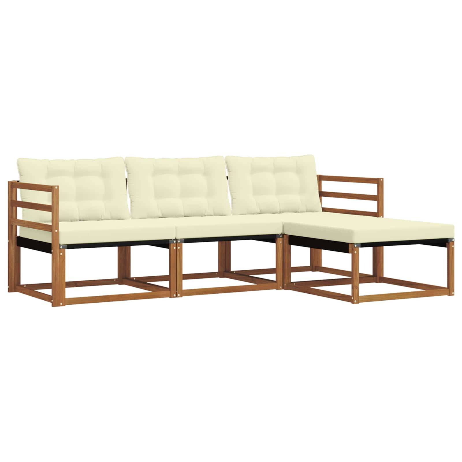 vidaXL Outdoor-Sofagarnitur mit Kissen 4 pcs Natur und Creme