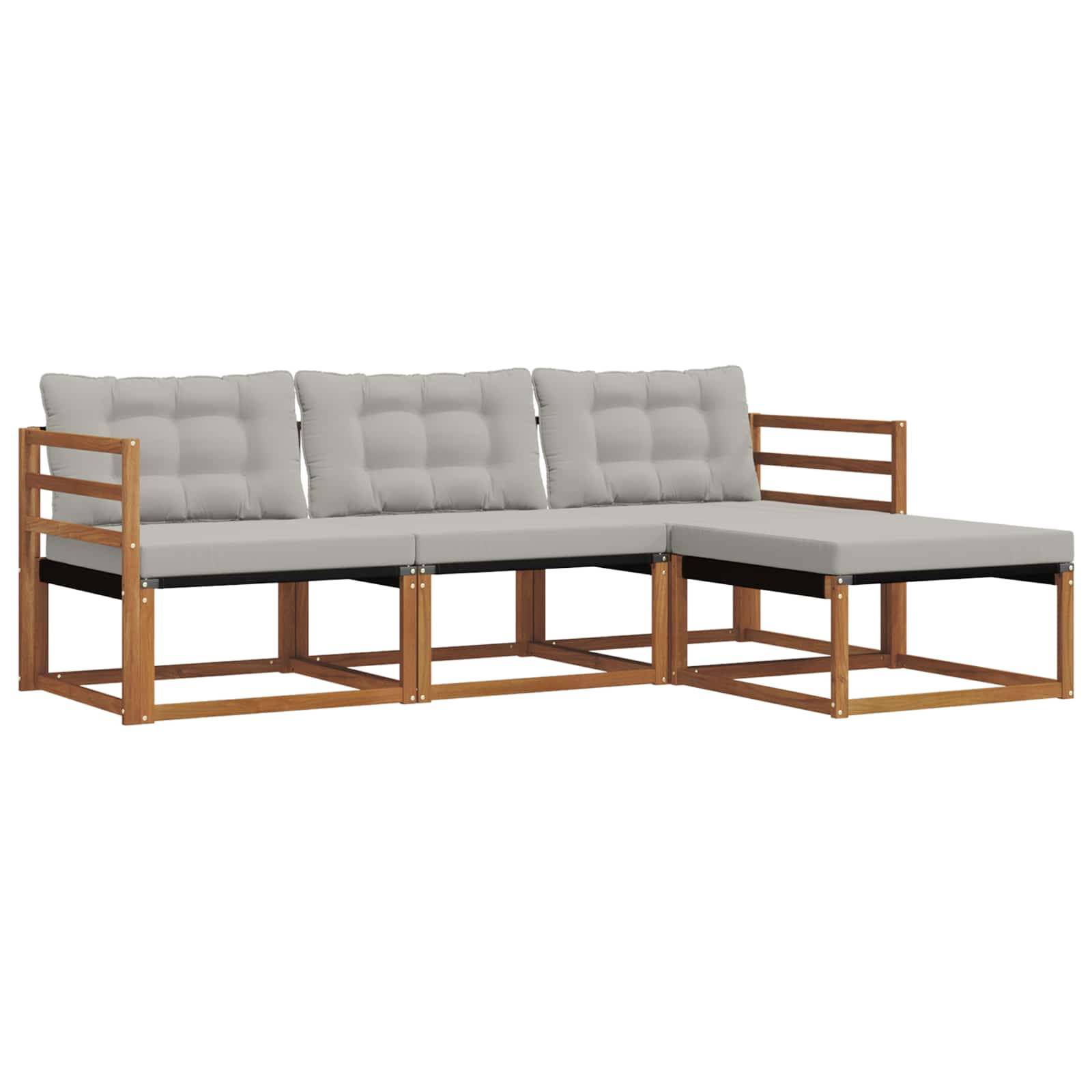 vidaXL Outdoor-Sofagarnitur mit Kissen 4 pcs Natürlich und Hellgrau