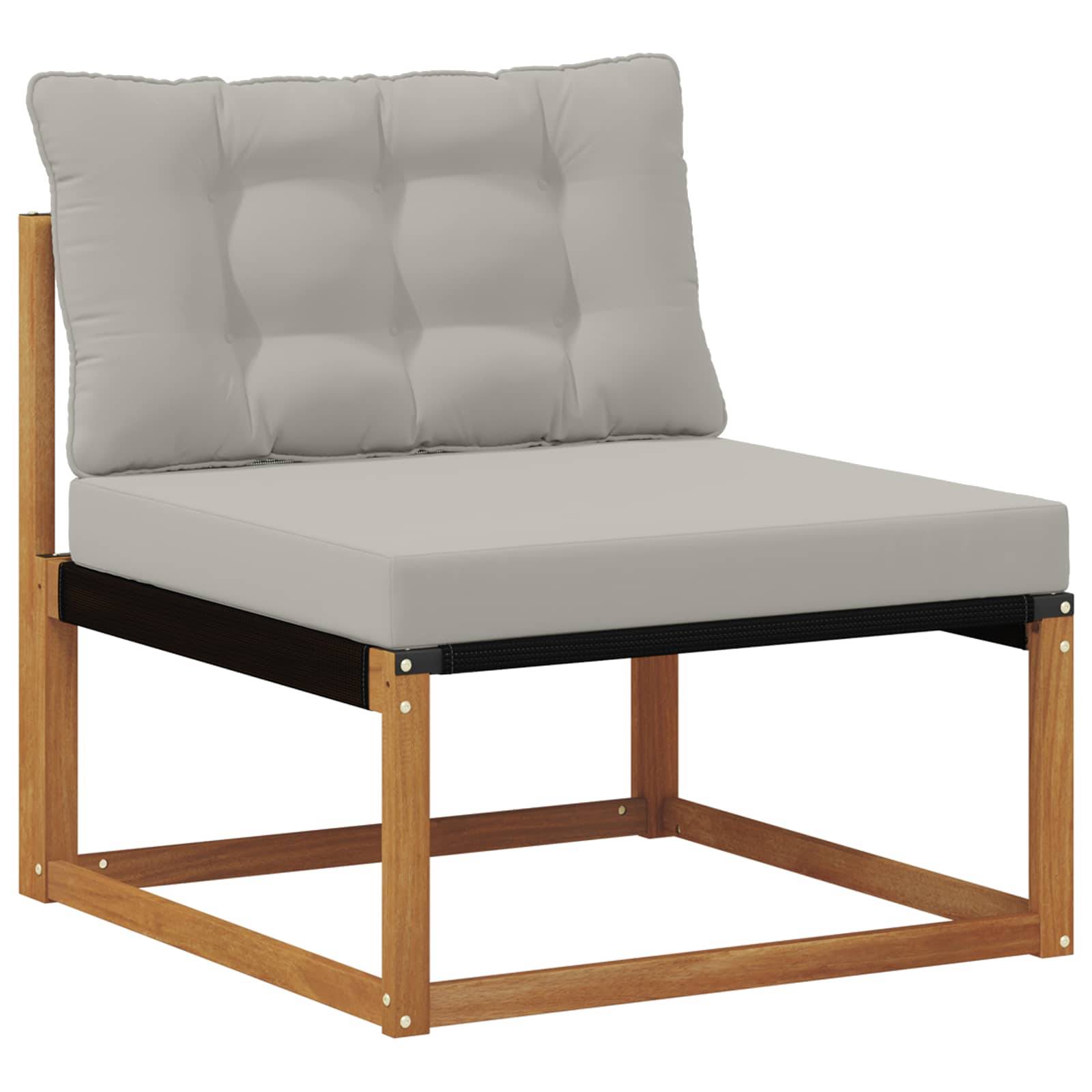 vidaXL Outdoor-Sofagarnitur mit Kissen 6 pcs Natürlich und Hellgrau