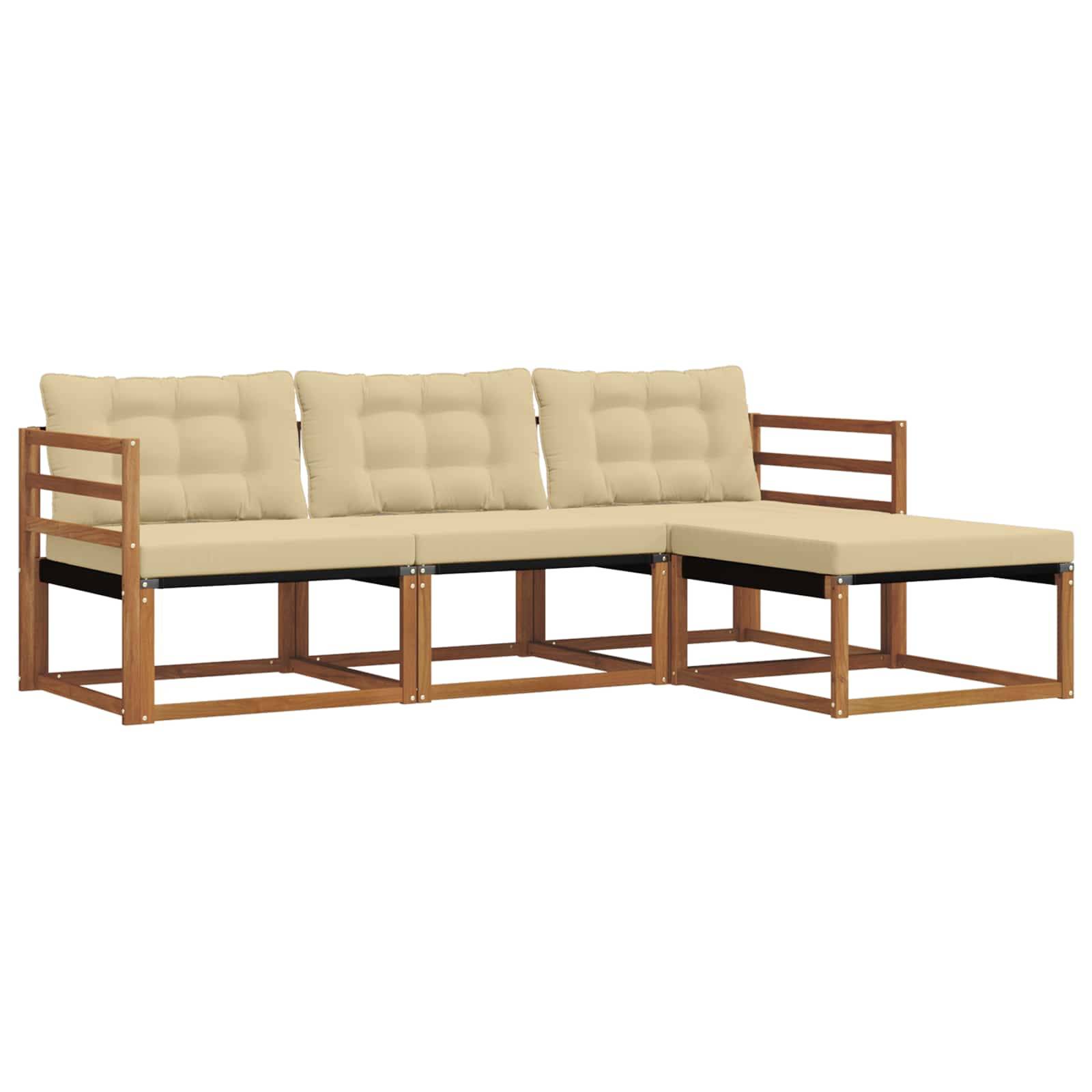 vidaXL Outdoor-Sofagarnitur mit Kissen 4 pcs Natur und Beige