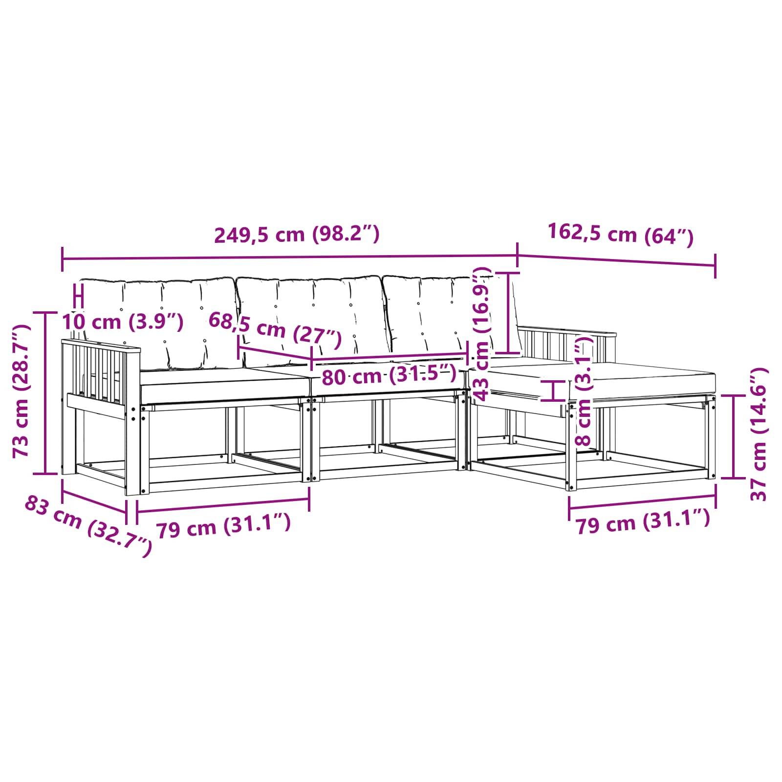 vidaXL Outdoor-Sofagarnitur mit Kissen 4 pcs Weiß und Hellgrau