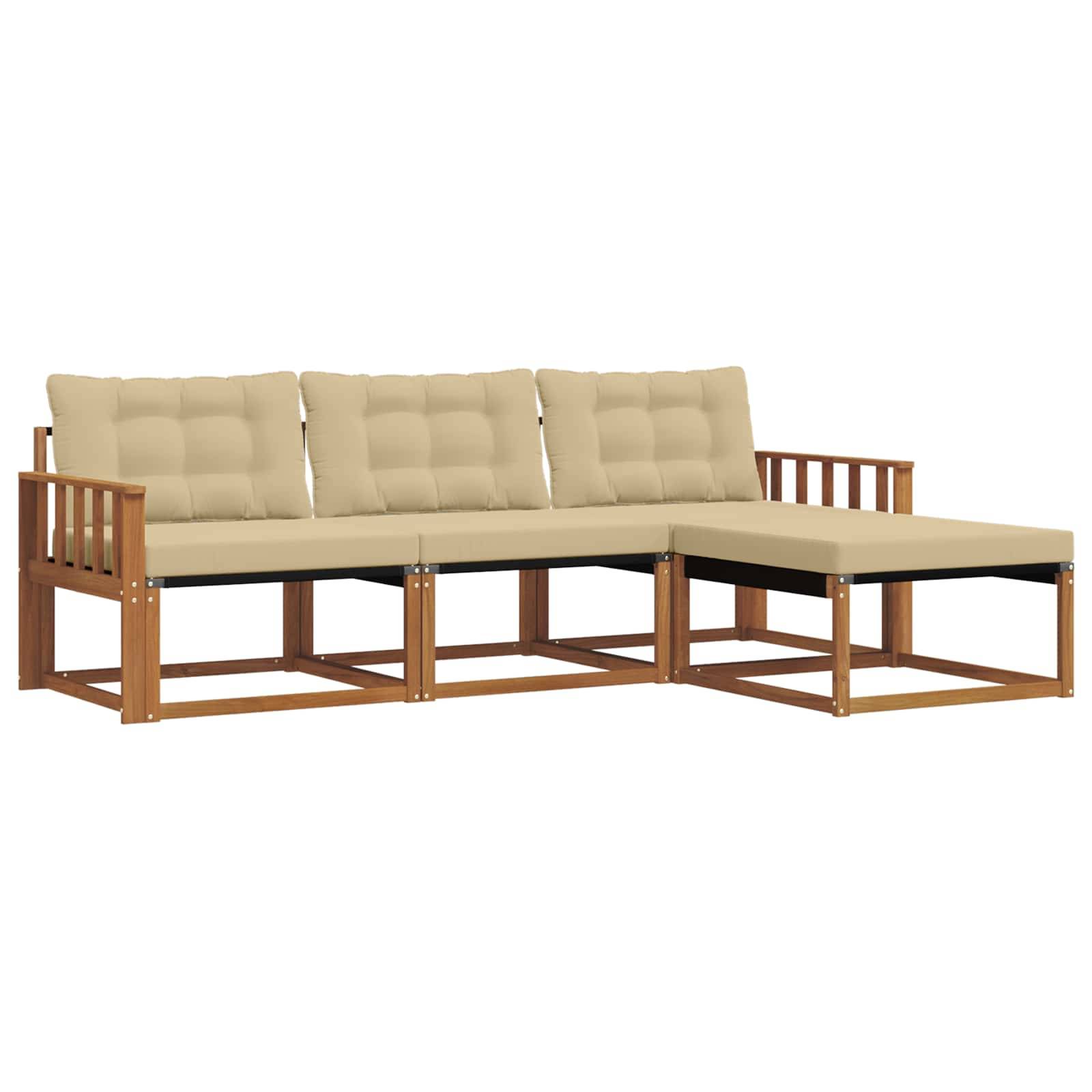 vidaXL Outdoor-Sofagarnitur mit Kissen 4 pcs Natur und Beige