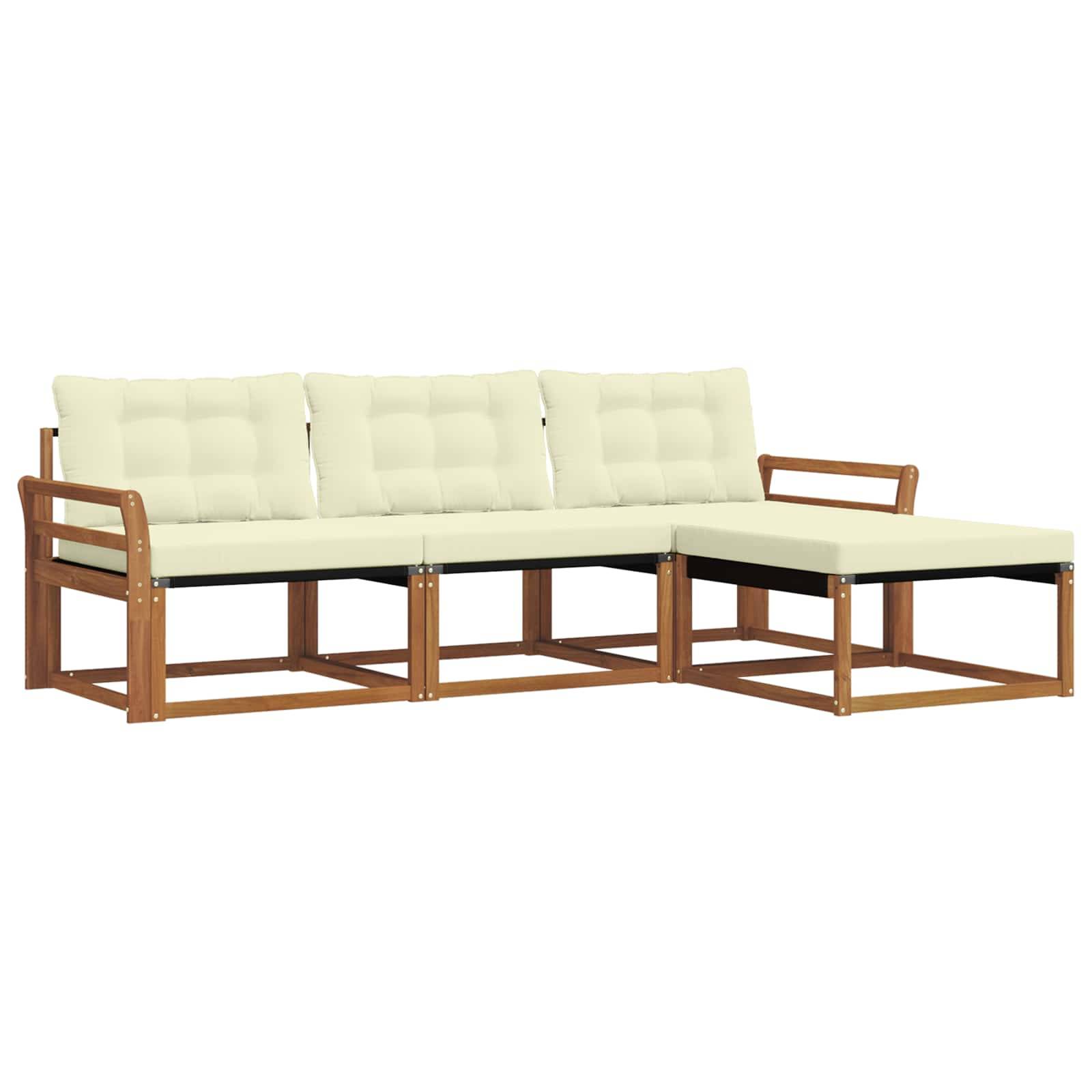 vidaXL Outdoor-Sofagarnitur mit Kissen 4 pcs Natur und Creme