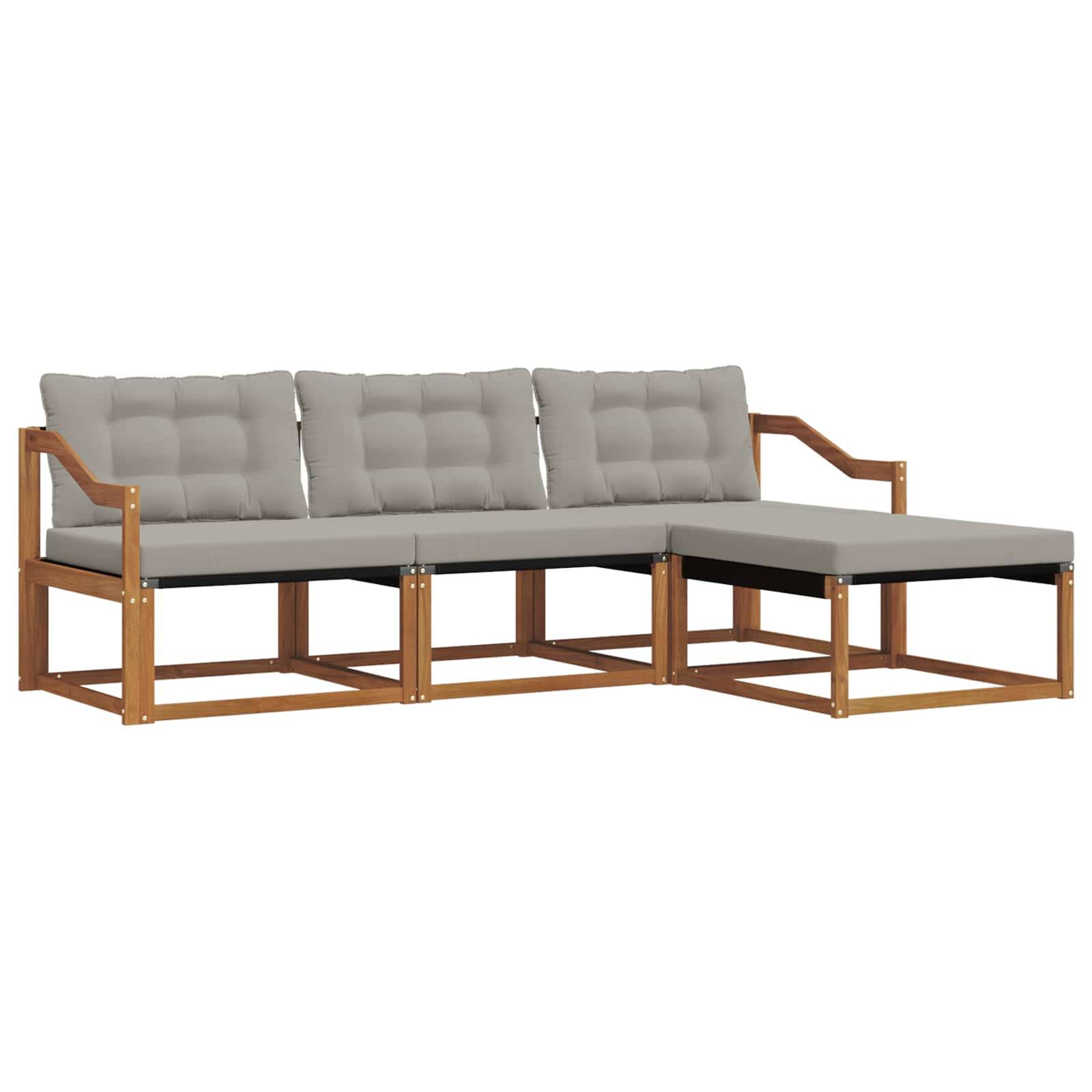 vidaXL Outdoor-Sofagarnitur mit Kissen 4 pcs Natürlich und Hellgrau