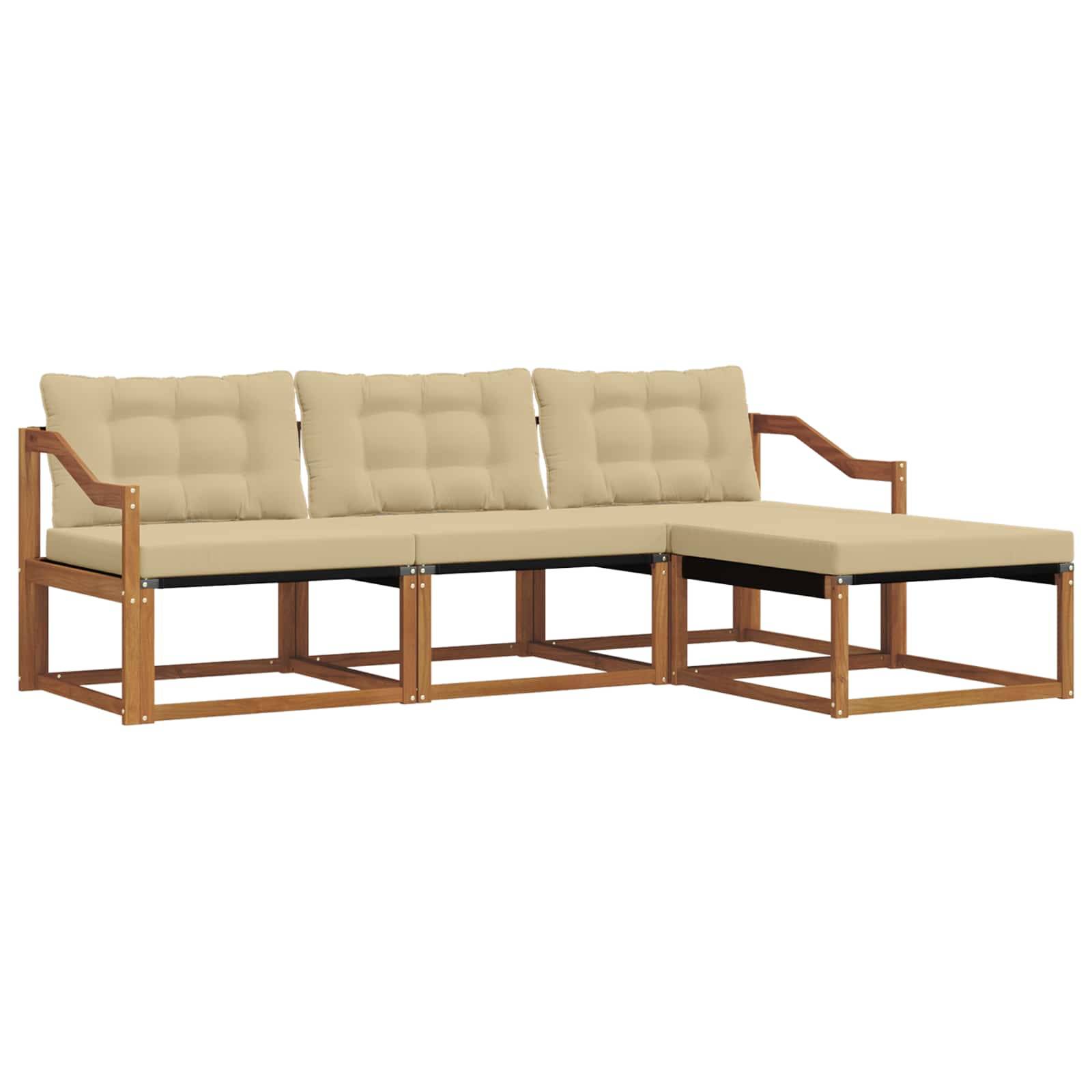 vidaXL Outdoor-Sofagarnitur mit Kissen 4 pcs Natur und Beige