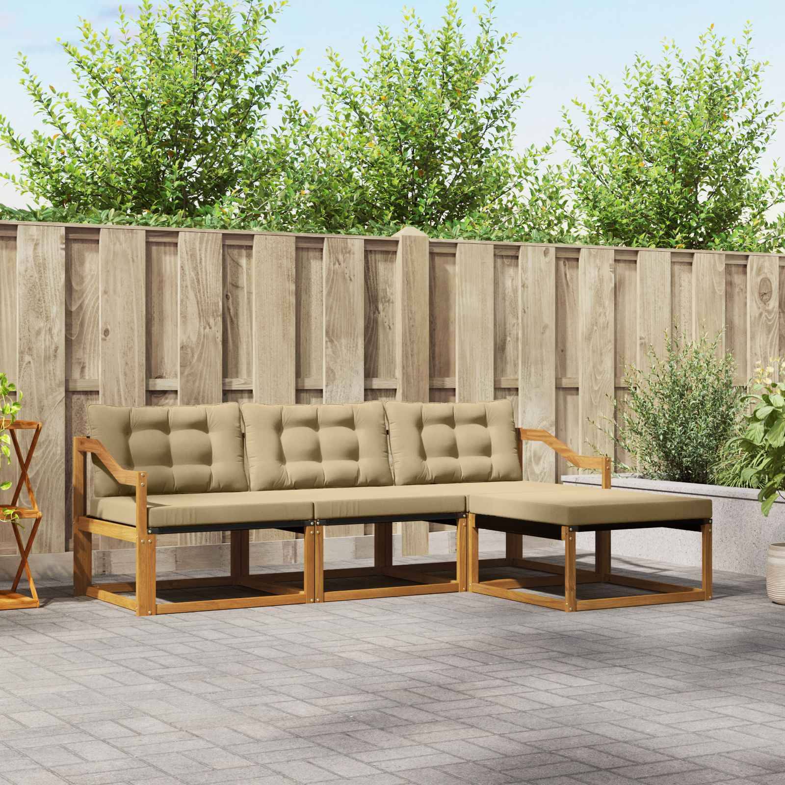 vidaXL Outdoor-Sofagarnitur mit Kissen 4 pcs Natur und Beige