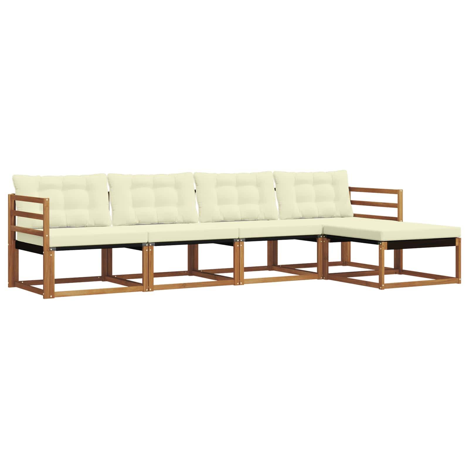 vidaXL Outdoor-Sofagarnitur mit Kissen 5 pcs Natur und Creme