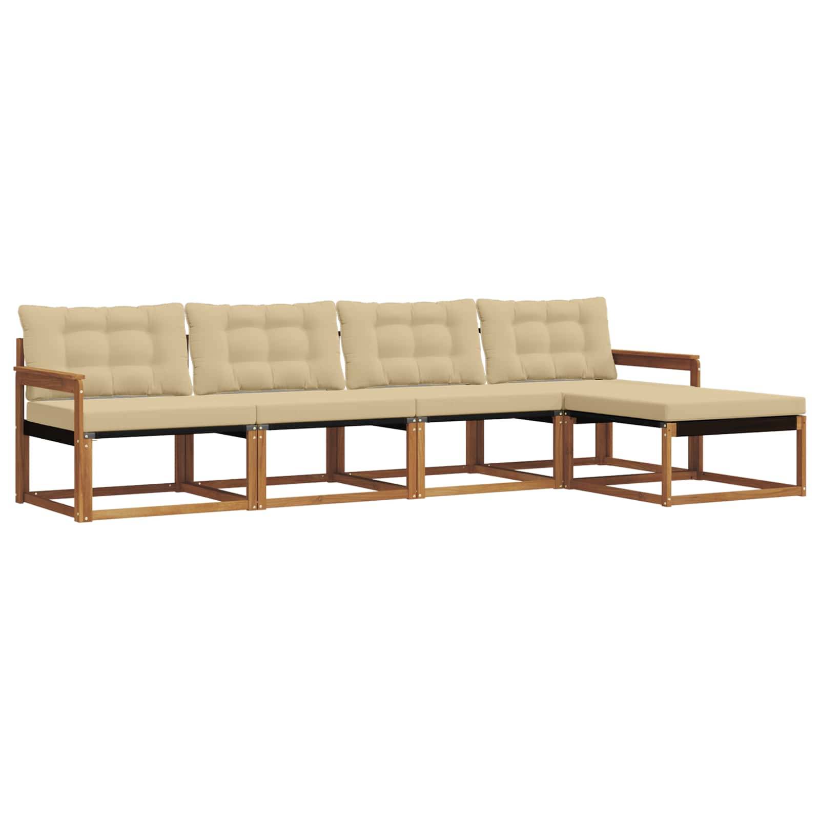 vidaXL Outdoor-Sofagarnitur mit Kissen 5 pcs Natur und Beige