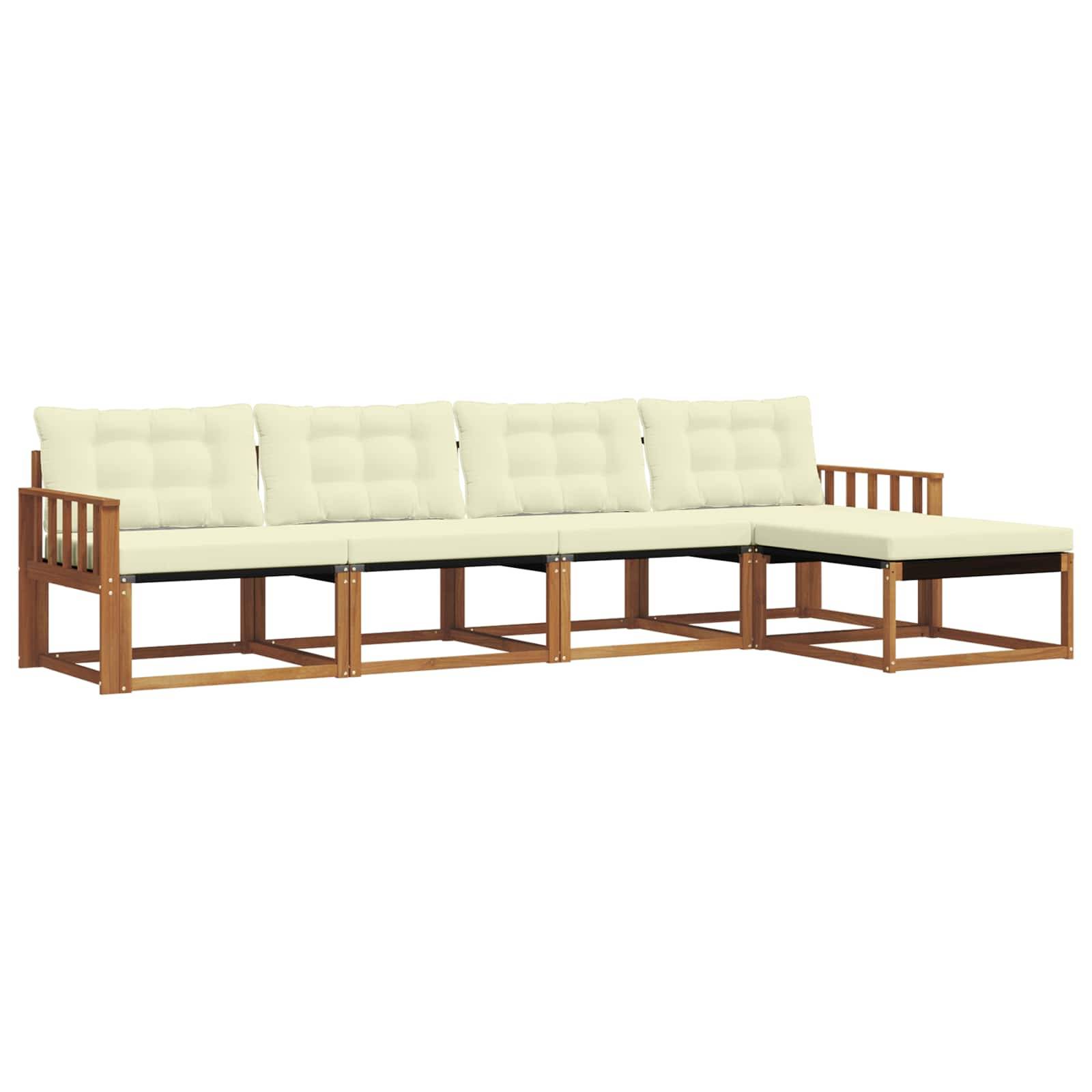 vidaXL Outdoor-Sofagarnitur mit Kissen 5 pcs Natur und Creme