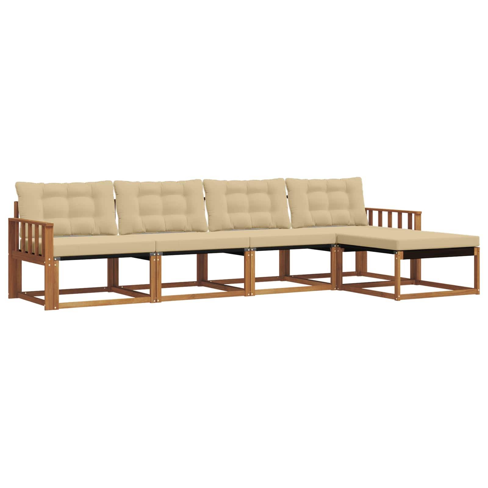 vidaXL Outdoor-Sofagarnitur mit Kissen 5 pcs Natur und Beige