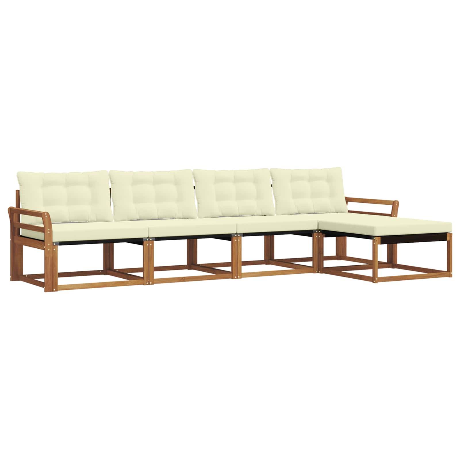 vidaXL Outdoor-Sofagarnitur mit Kissen 5 pcs Natur und Creme