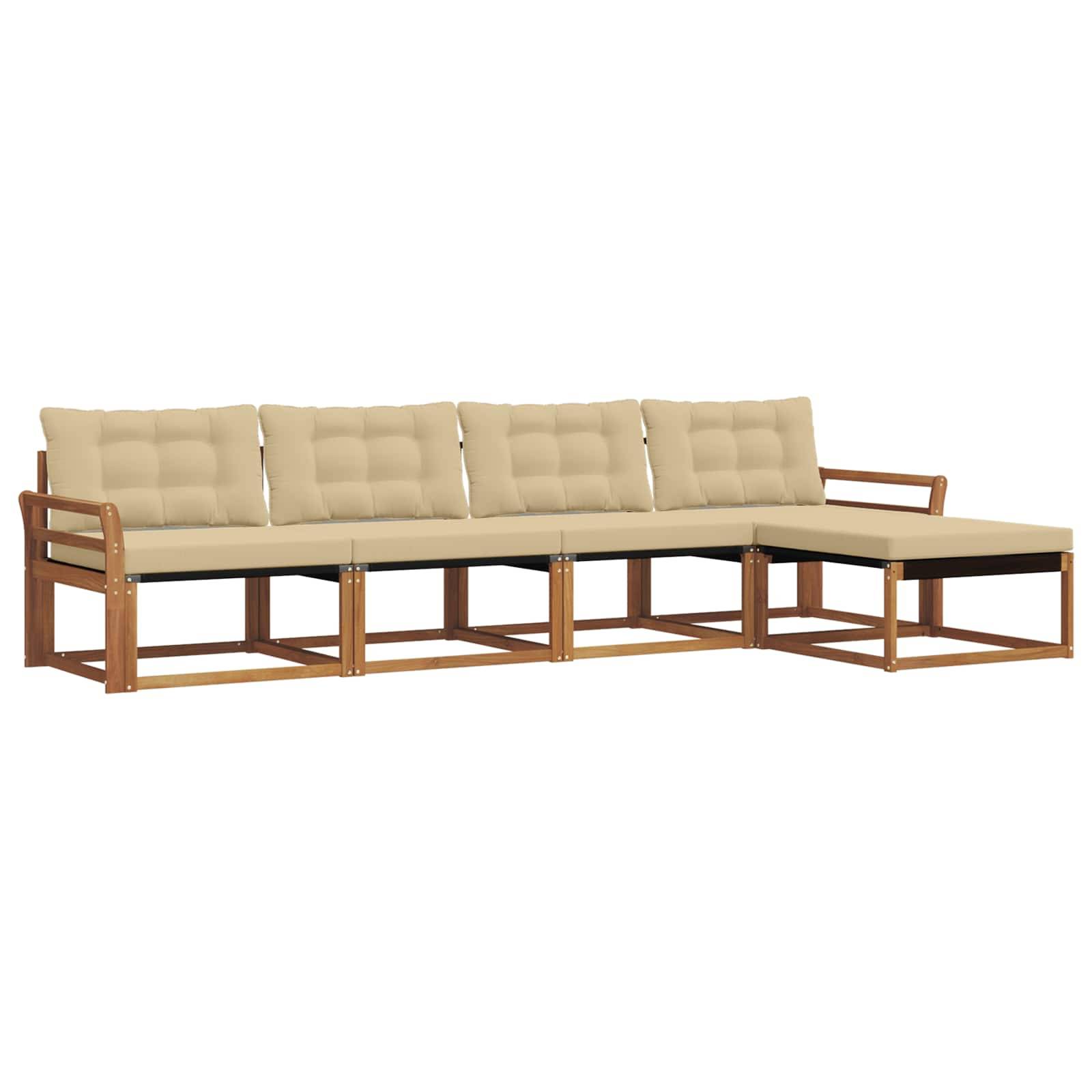 vidaXL Outdoor-Sofagarnitur mit Kissen 5 pcs Natur und Beige