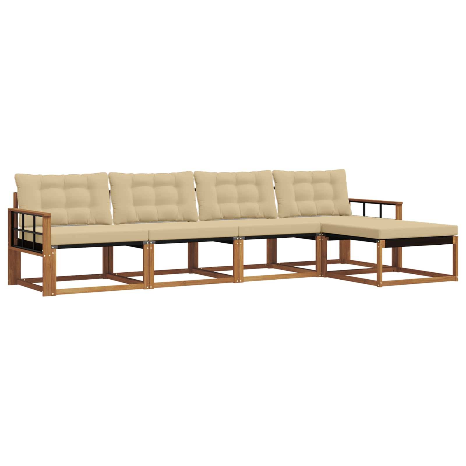 vidaXL Outdoor-Sofagarnitur mit Kissen 5 pcs Natur und Beige