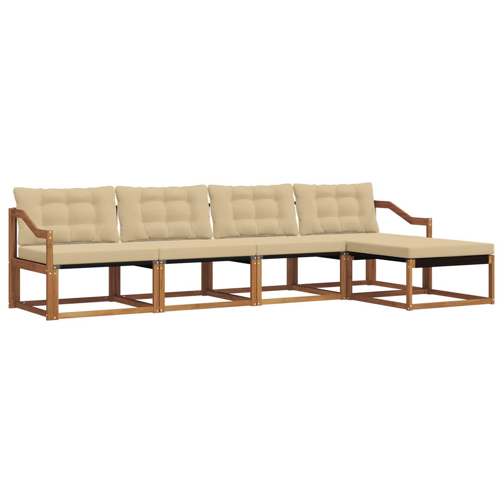 vidaXL Outdoor-Sofagarnitur mit Kissen 5 pcs Natur und Beige