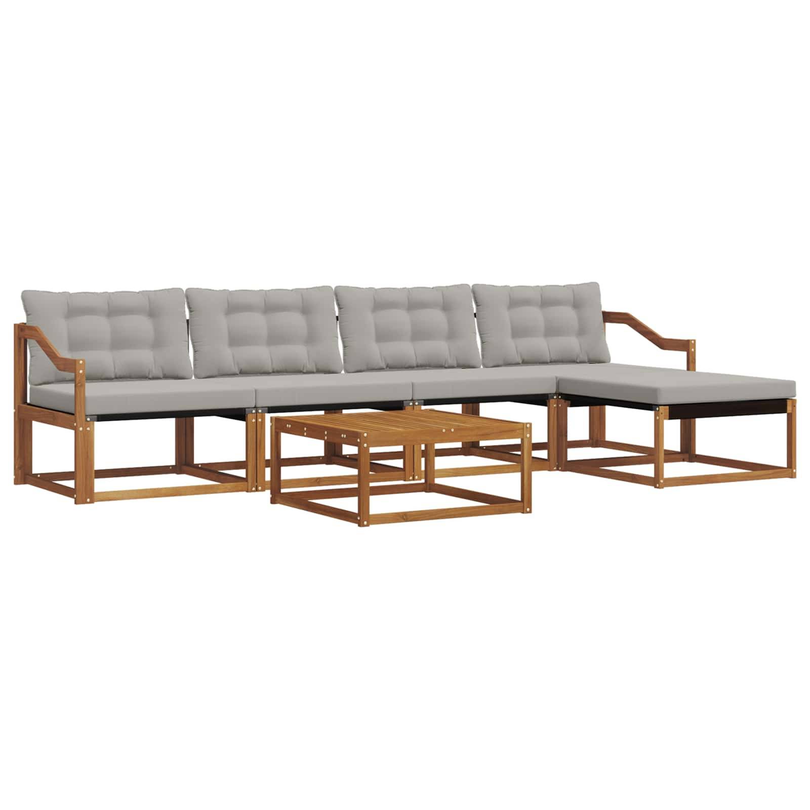 vidaXL Outdoor-Sofagarnitur mit Kissen 6 pcs Natürlich und Hellgrau