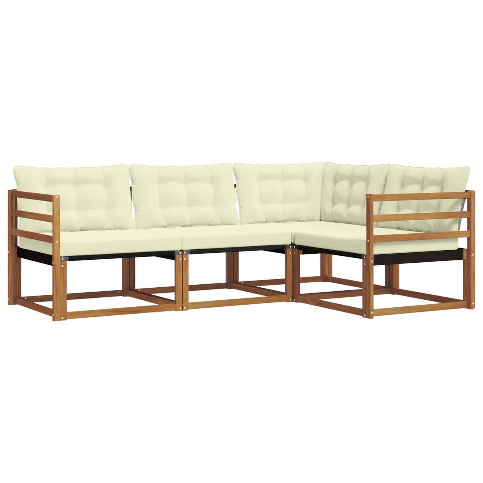 vidaXL Outdoor-Sofagarnitur mit Kissen 4 pcs Natur und Creme