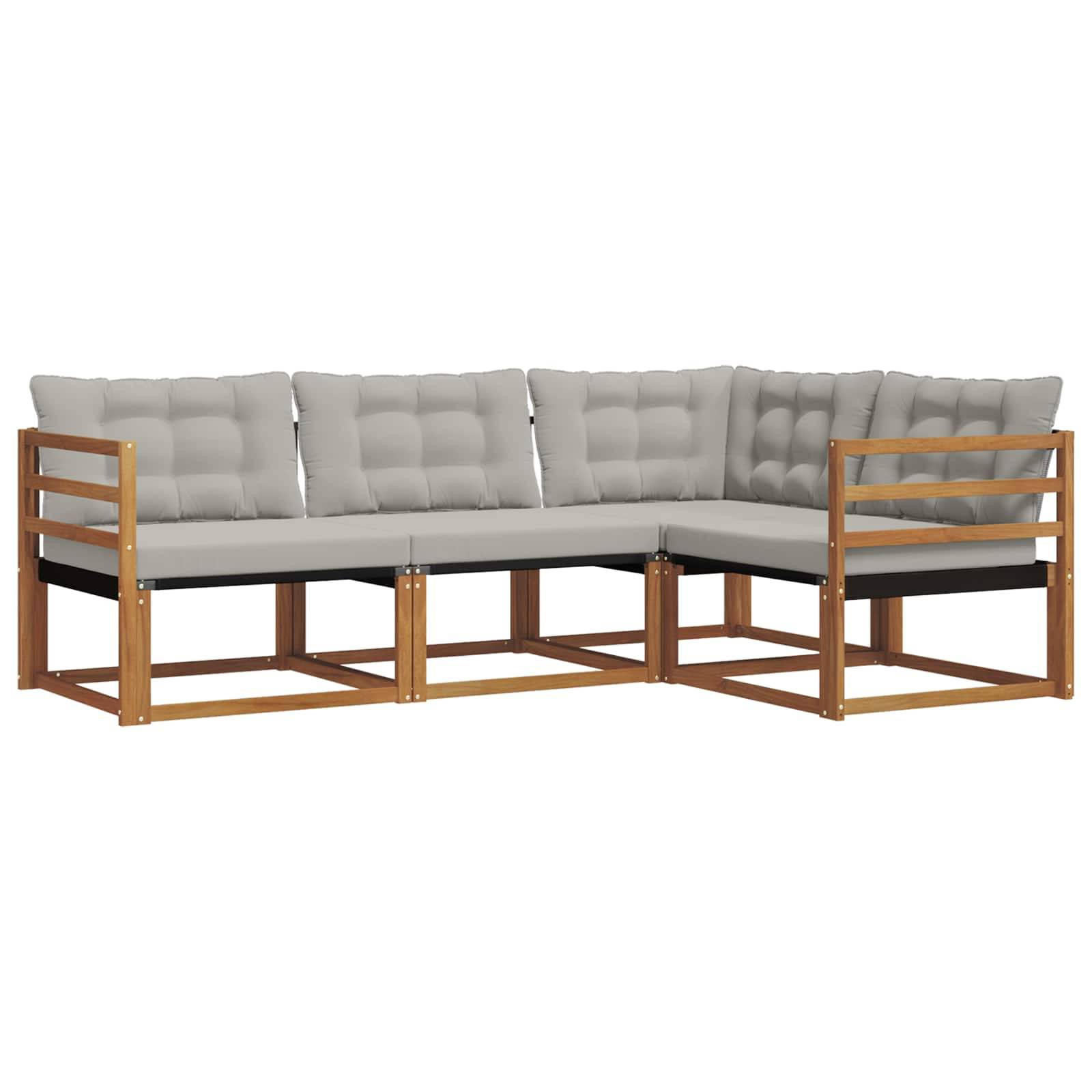 vidaXL Outdoor-Sofagarnitur mit Kissen 4 pcs Natürlich und Hellgrau