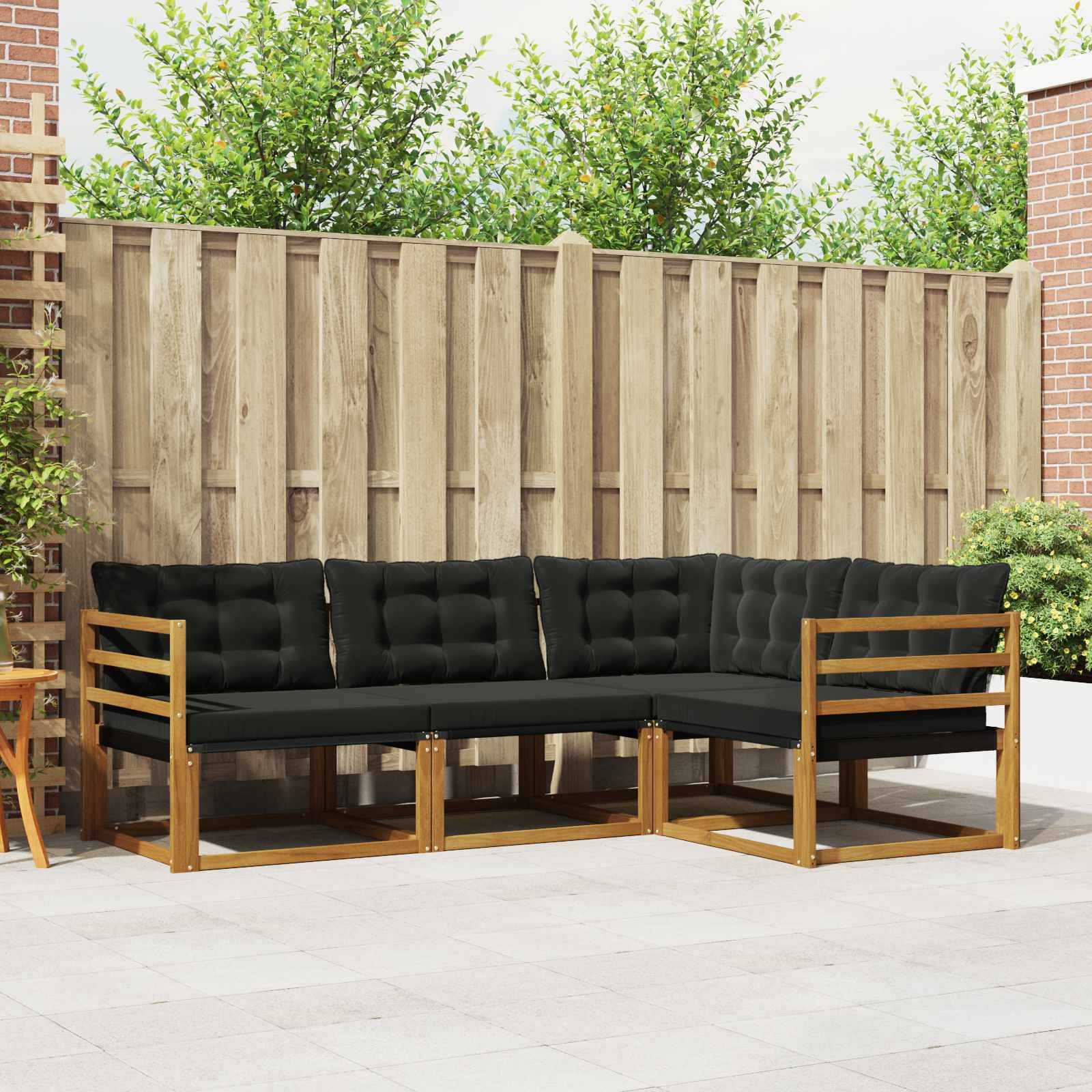 vidaXL Outdoor-Sofagarnitur mit Kissen 4 pcs Natürlich und Schwarz