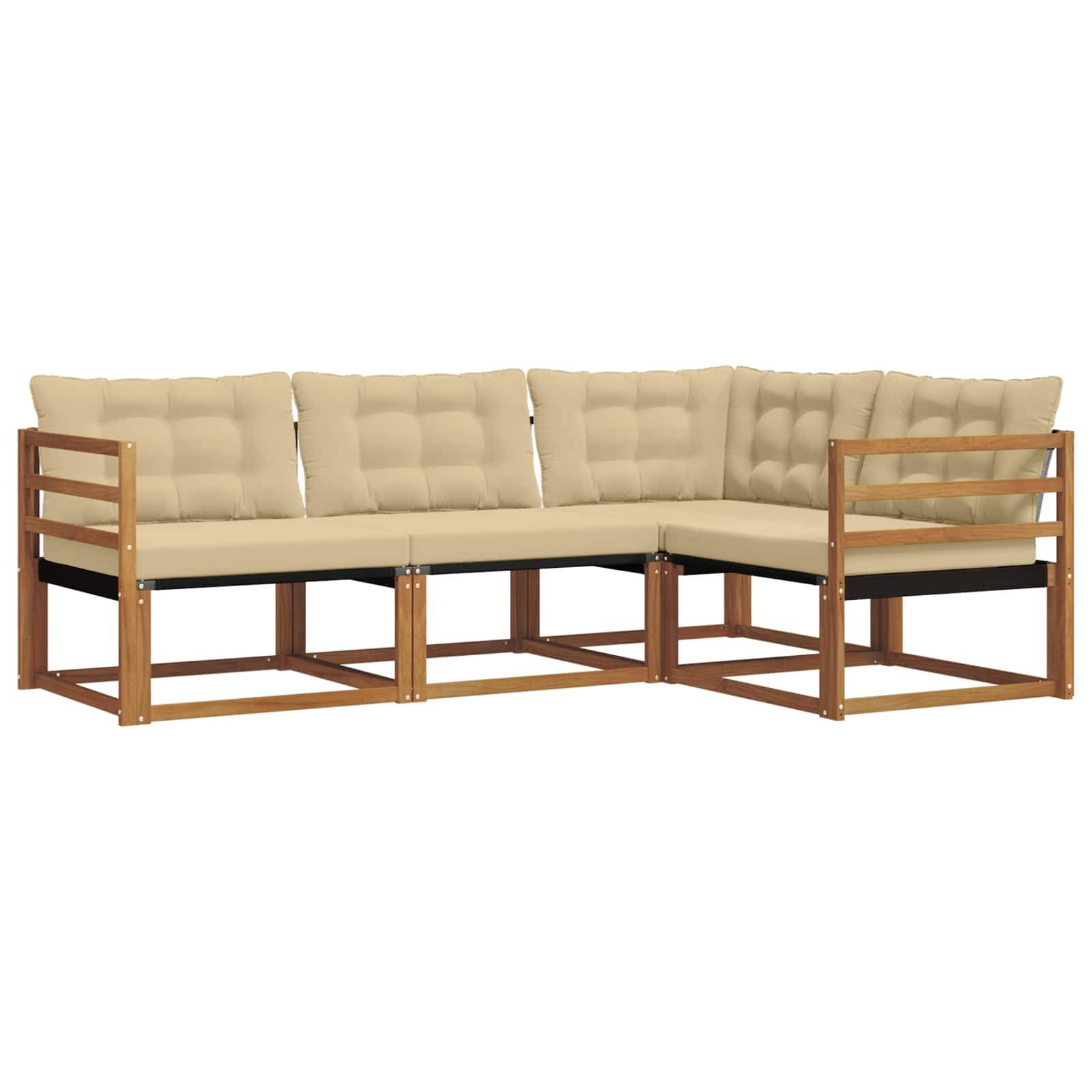 vidaXL Outdoor-Sofagarnitur mit Kissen 4 pcs Natur und Beige