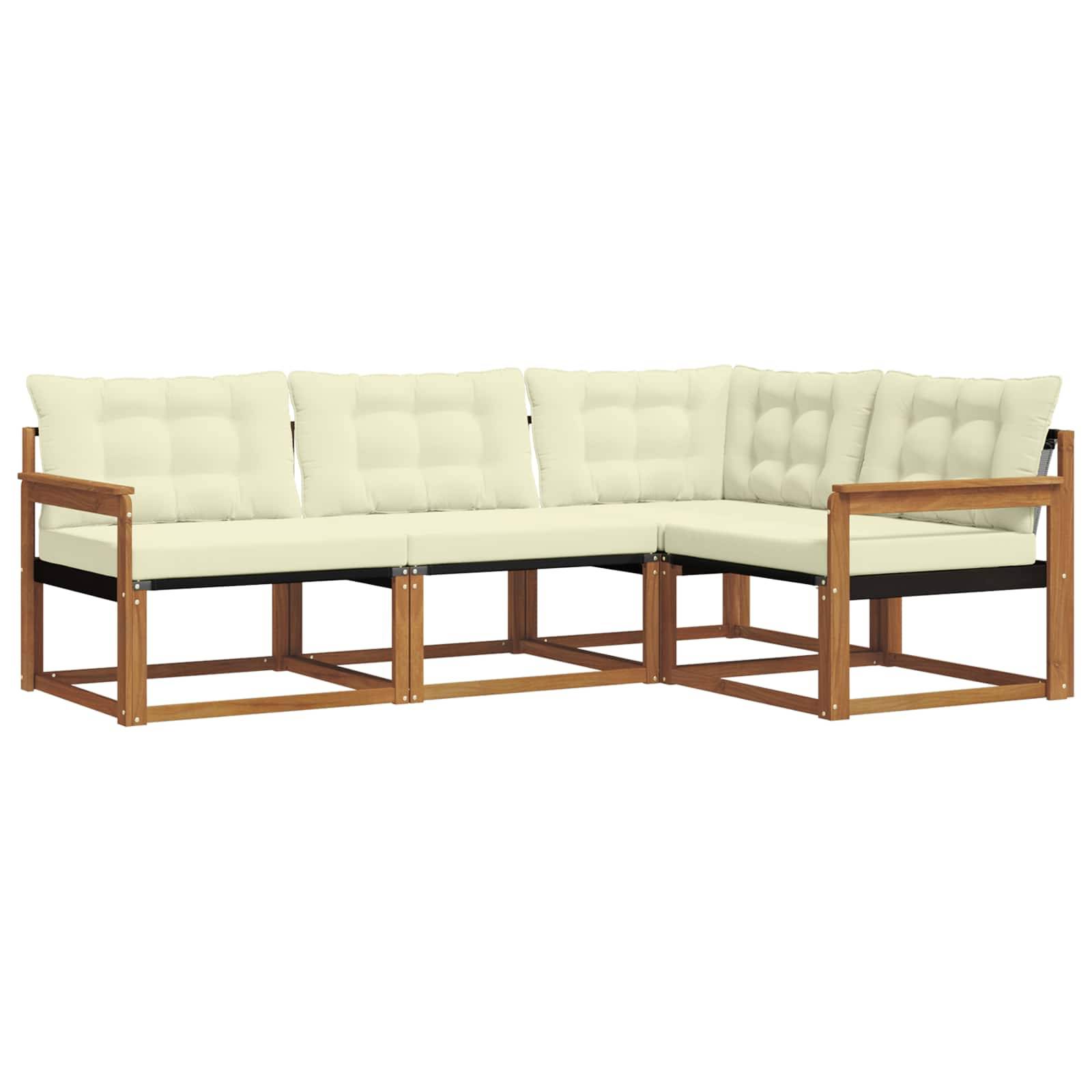 vidaXL Outdoor-Sofagarnitur mit Kissen 4 pcs Natur und Creme