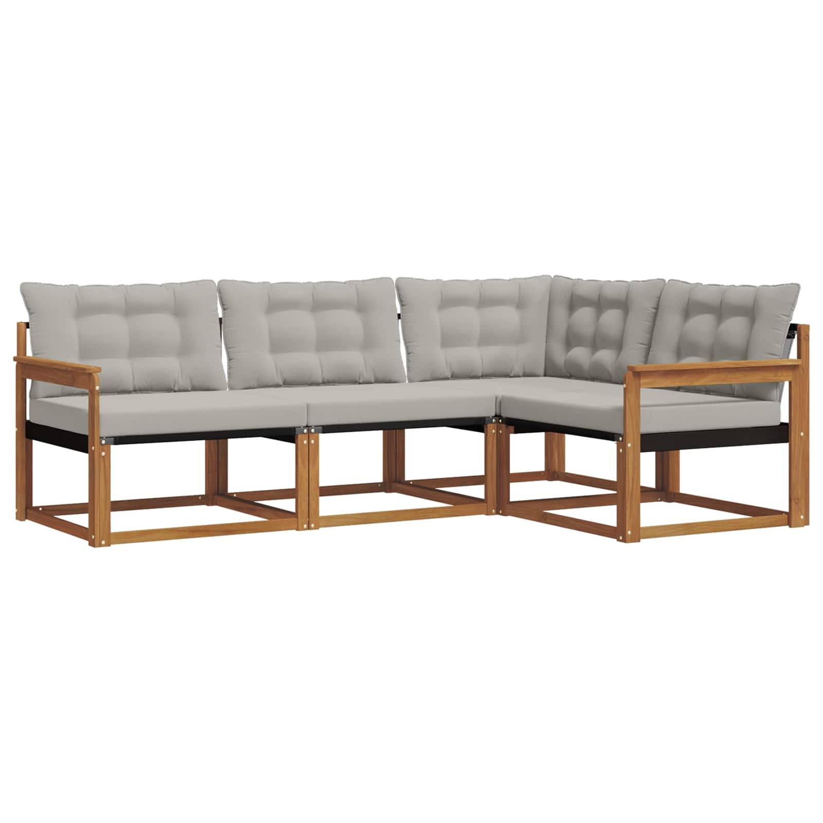 vidaXL Outdoor-Sofagarnitur mit Kissen 4 pcs Natürlich und Hellgrau