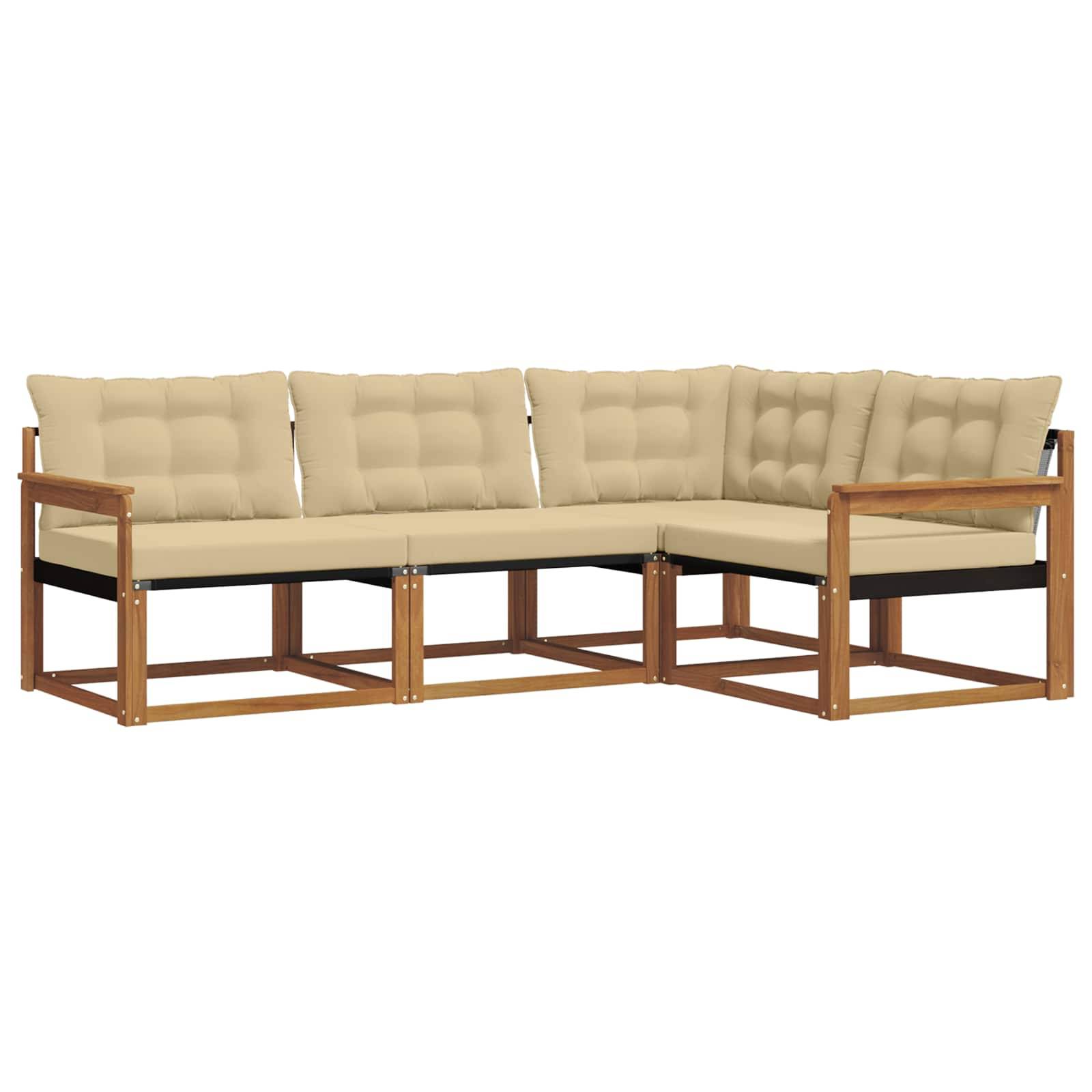 vidaXL Outdoor-Sofagarnitur mit Kissen 4 pcs Natur und Beige