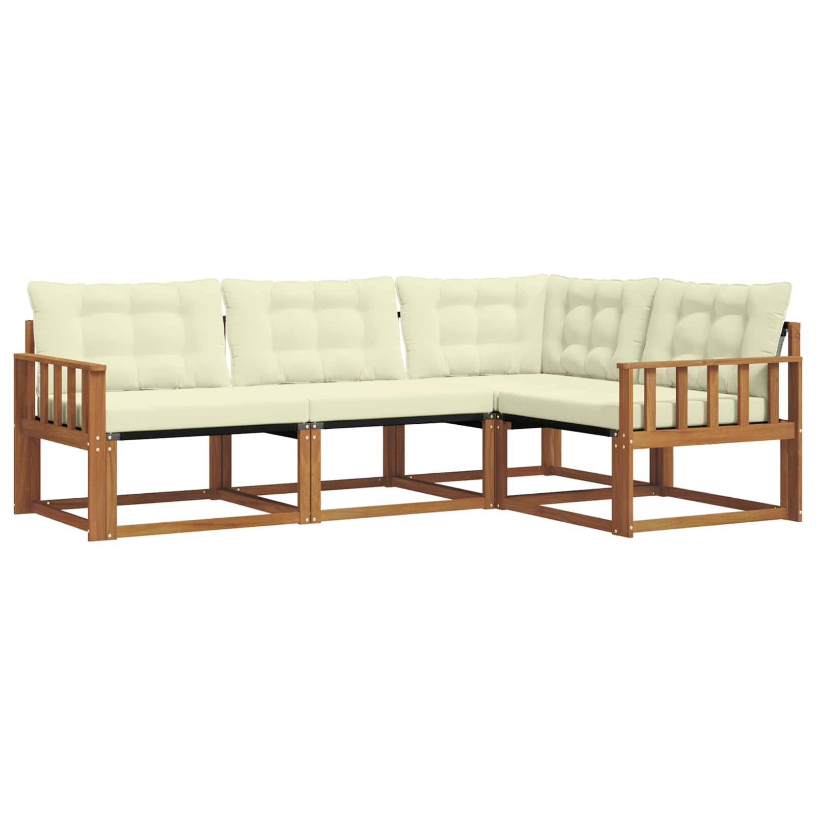 vidaXL Outdoor-Sofagarnitur mit Kissen 4 pcs Natur und Creme