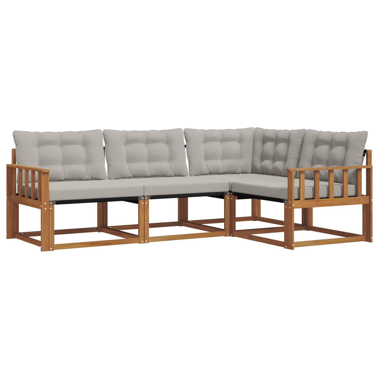 vidaXL Outdoor-Sofagarnitur mit Kissen 4 pcs Natürlich und Hellgrau