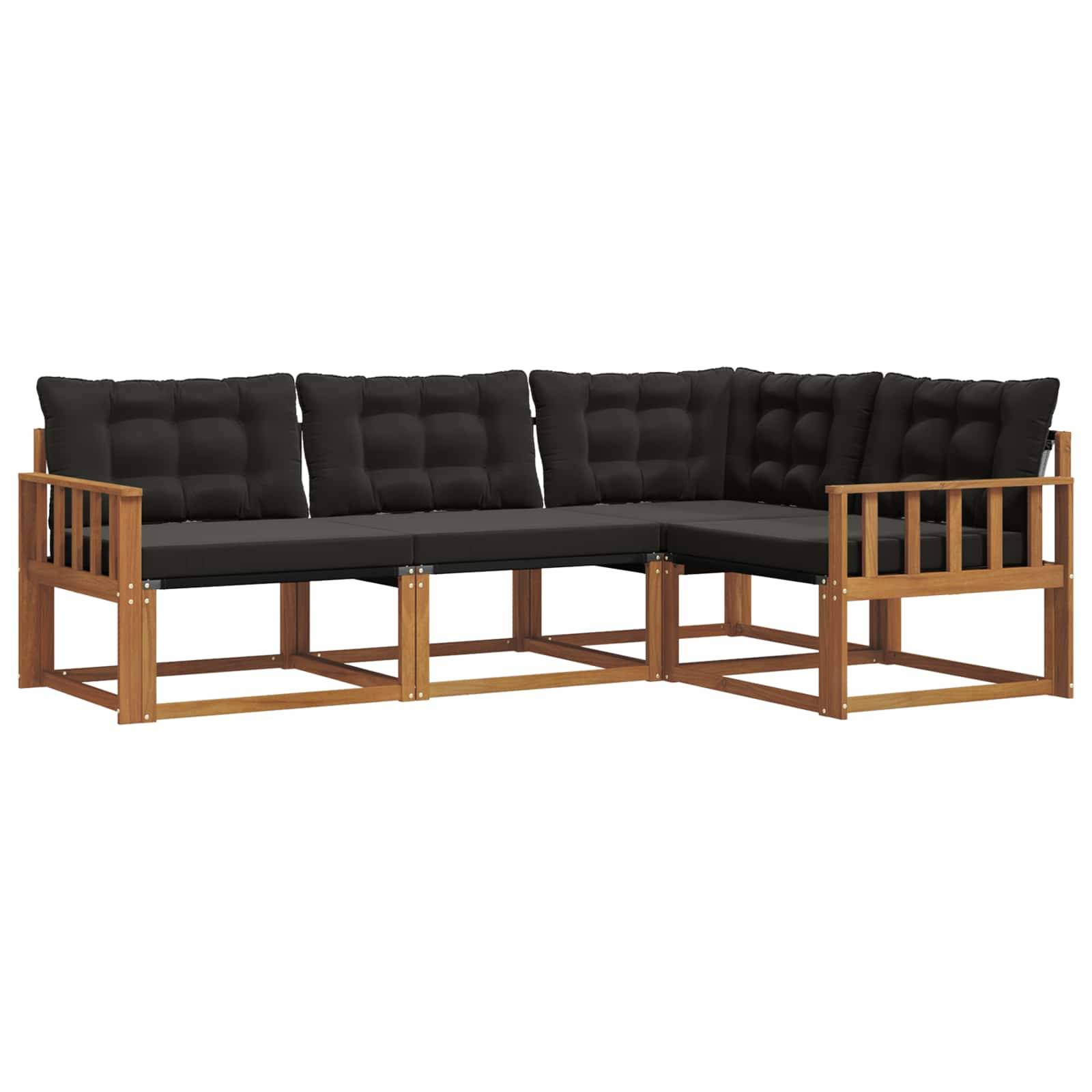 vidaXL Outdoor-Sofagarnitur mit Kissen 4 pcs Natürlich und Schwarz