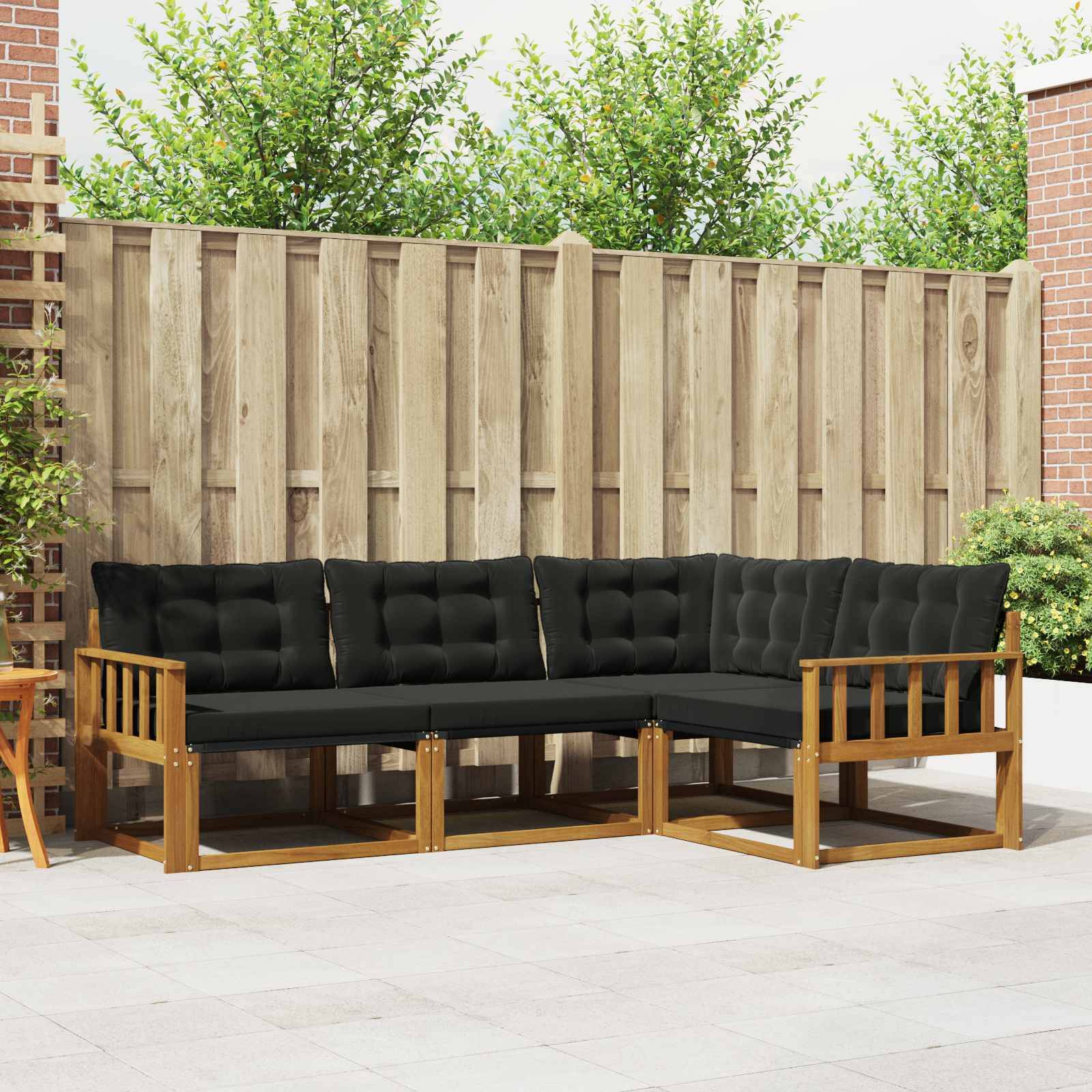 vidaXL Outdoor-Sofagarnitur mit Kissen 4 pcs Natürlich und Schwarz