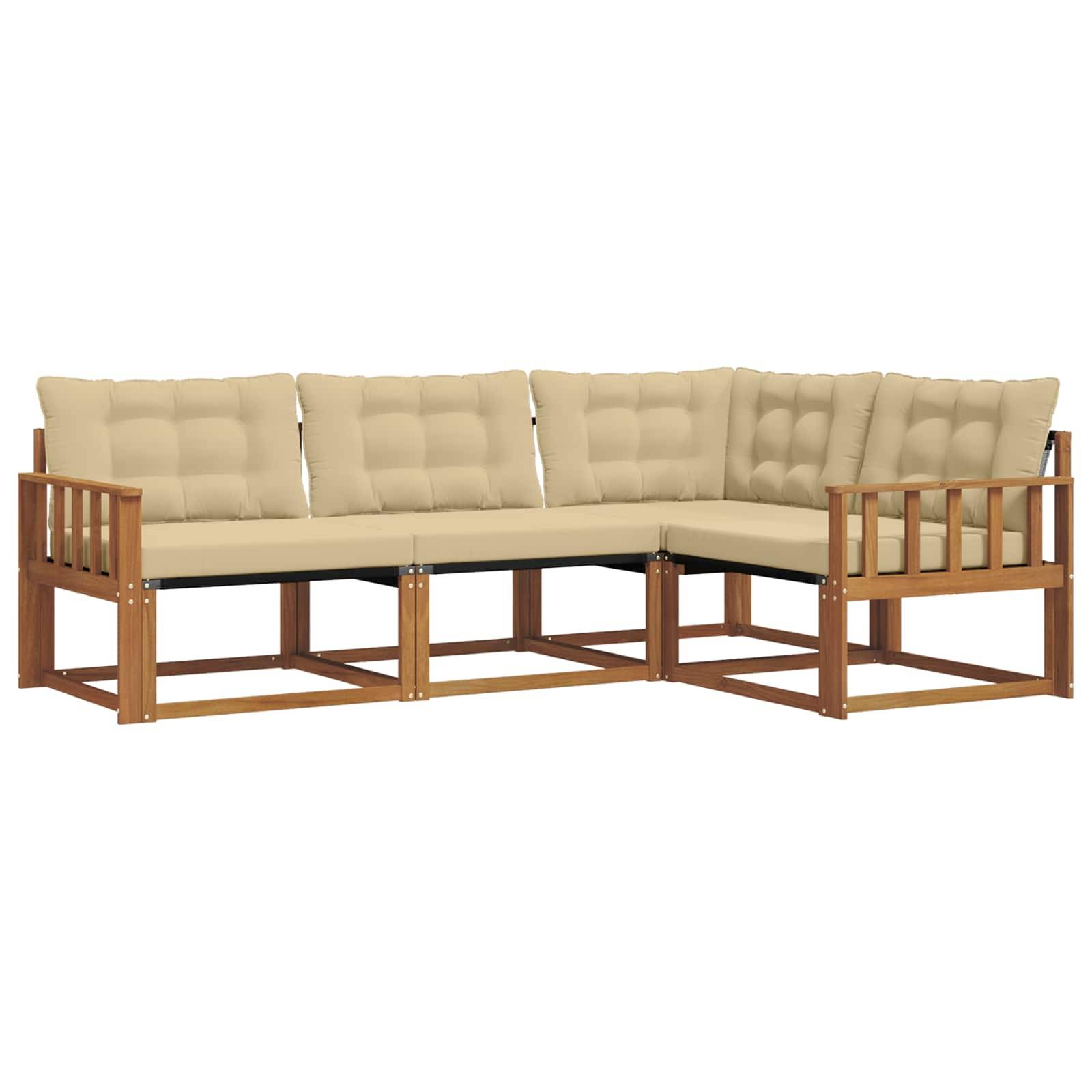 vidaXL Outdoor-Sofagarnitur mit Kissen 4 pcs Natur und Beige