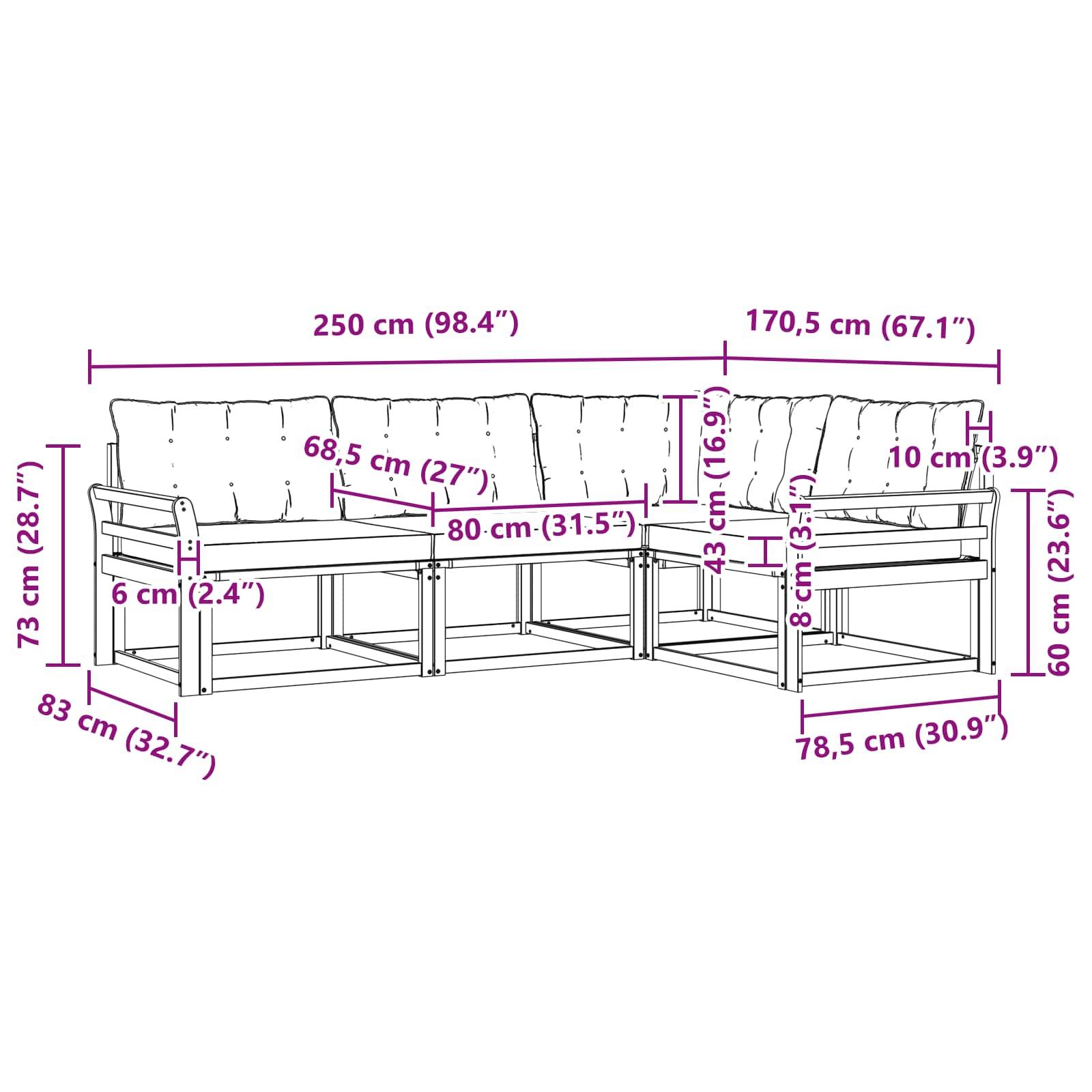 vidaXL Outdoor-Sofagarnitur mit Kissen 4 pcs Weiß und Hellgrau