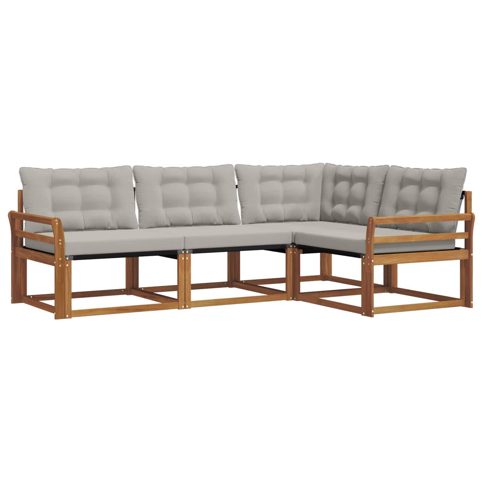 vidaXL Outdoor-Sofagarnitur mit Kissen 4 pcs Natürlich und Hellgrau