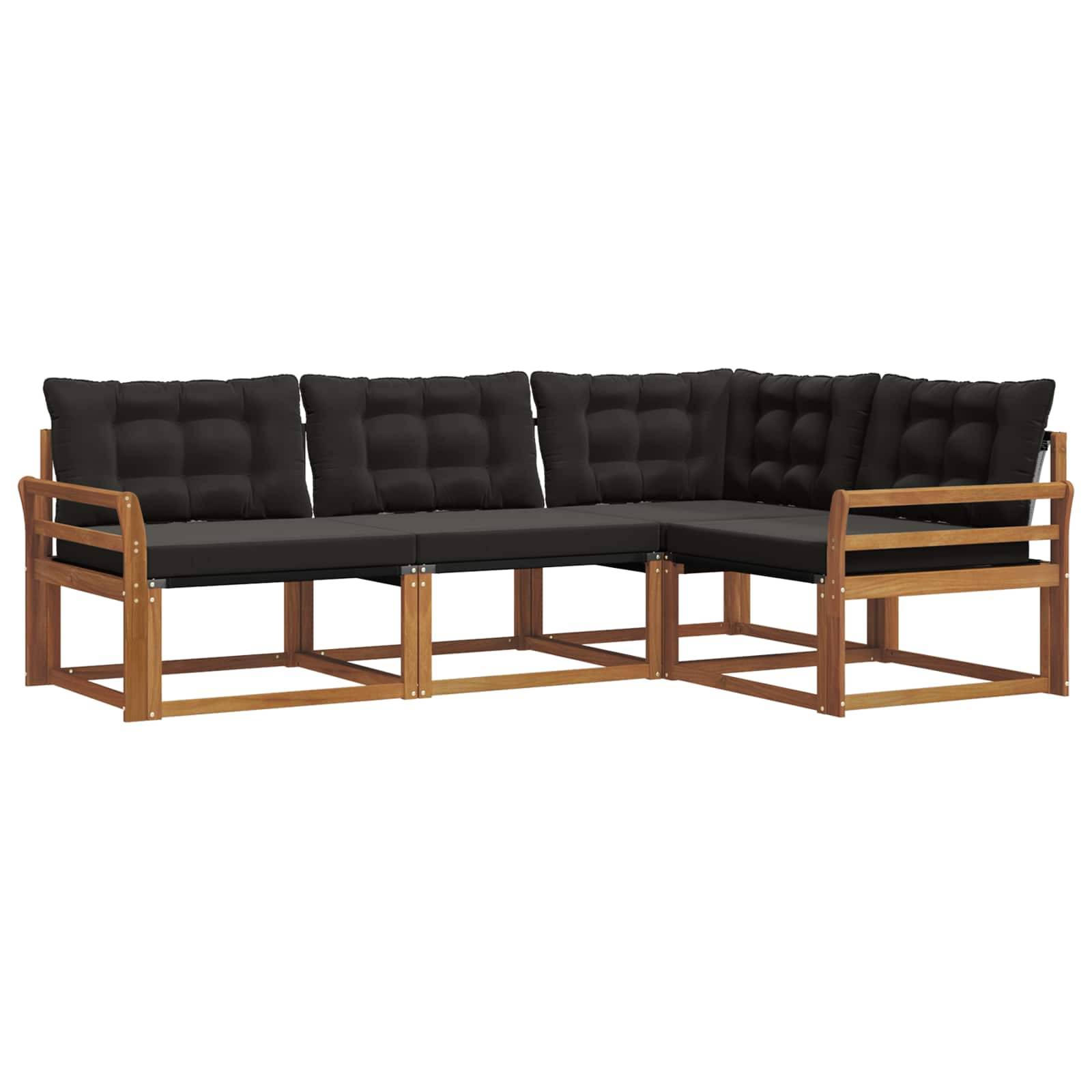 vidaXL Outdoor-Sofagarnitur mit Kissen 4 pcs Natürlich und Schwarz