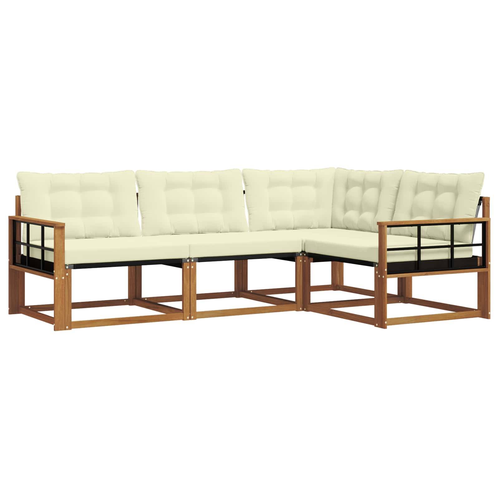 vidaXL Outdoor-Sofagarnitur mit Kissen 4 pcs Natur und Creme