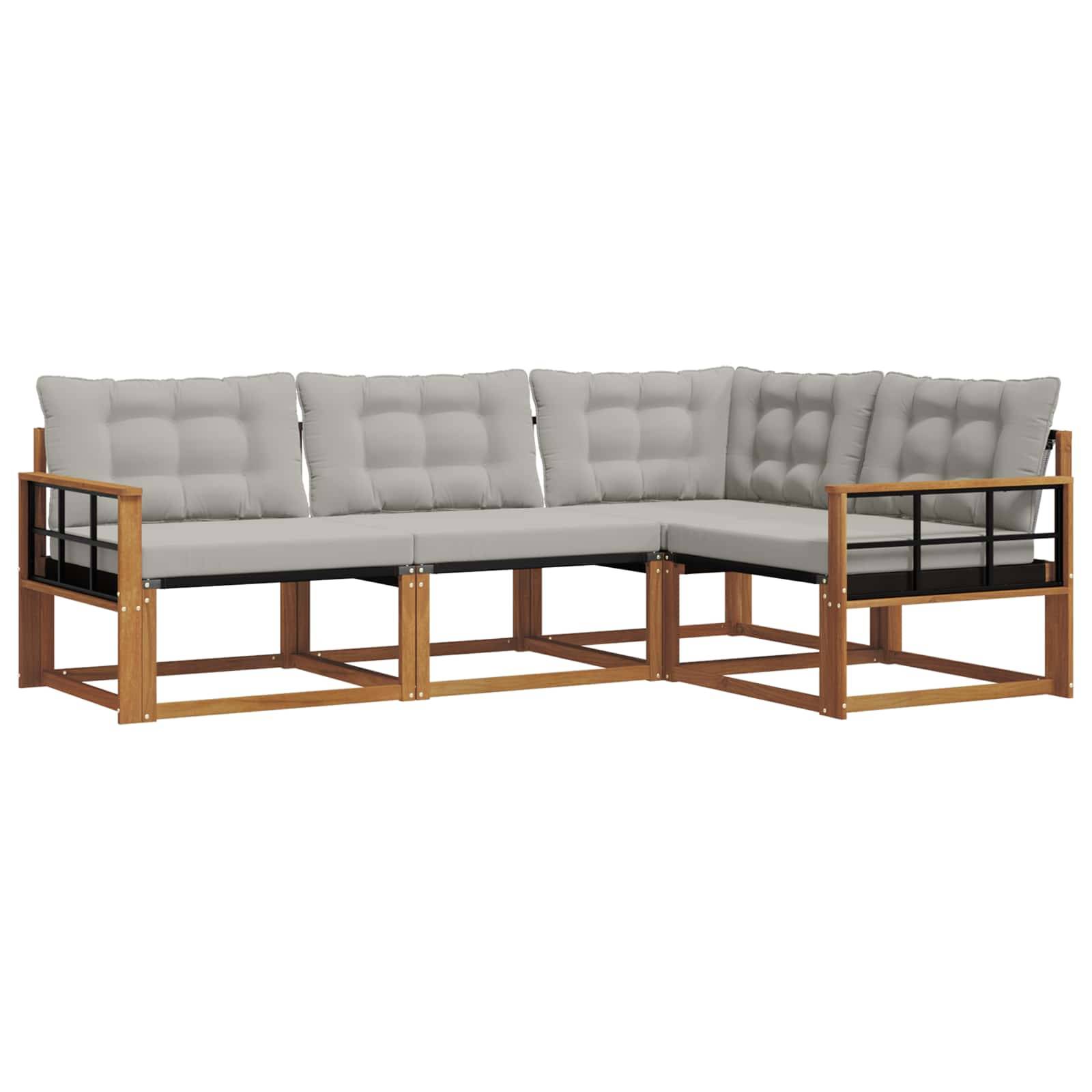 vidaXL Outdoor-Sofagarnitur mit Kissen 4 pcs Natürlich und Hellgrau