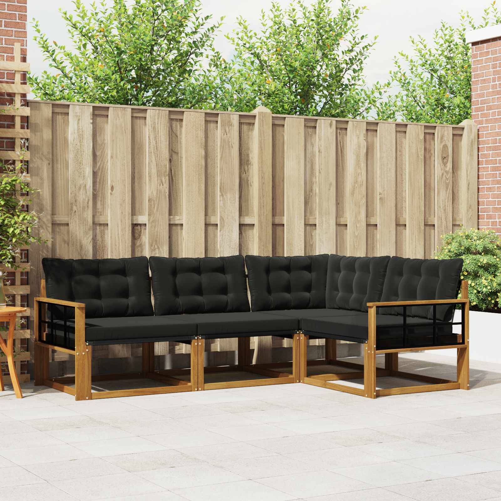 vidaXL Outdoor-Sofagarnitur mit Kissen 4 pcs Natürlich und Schwarz