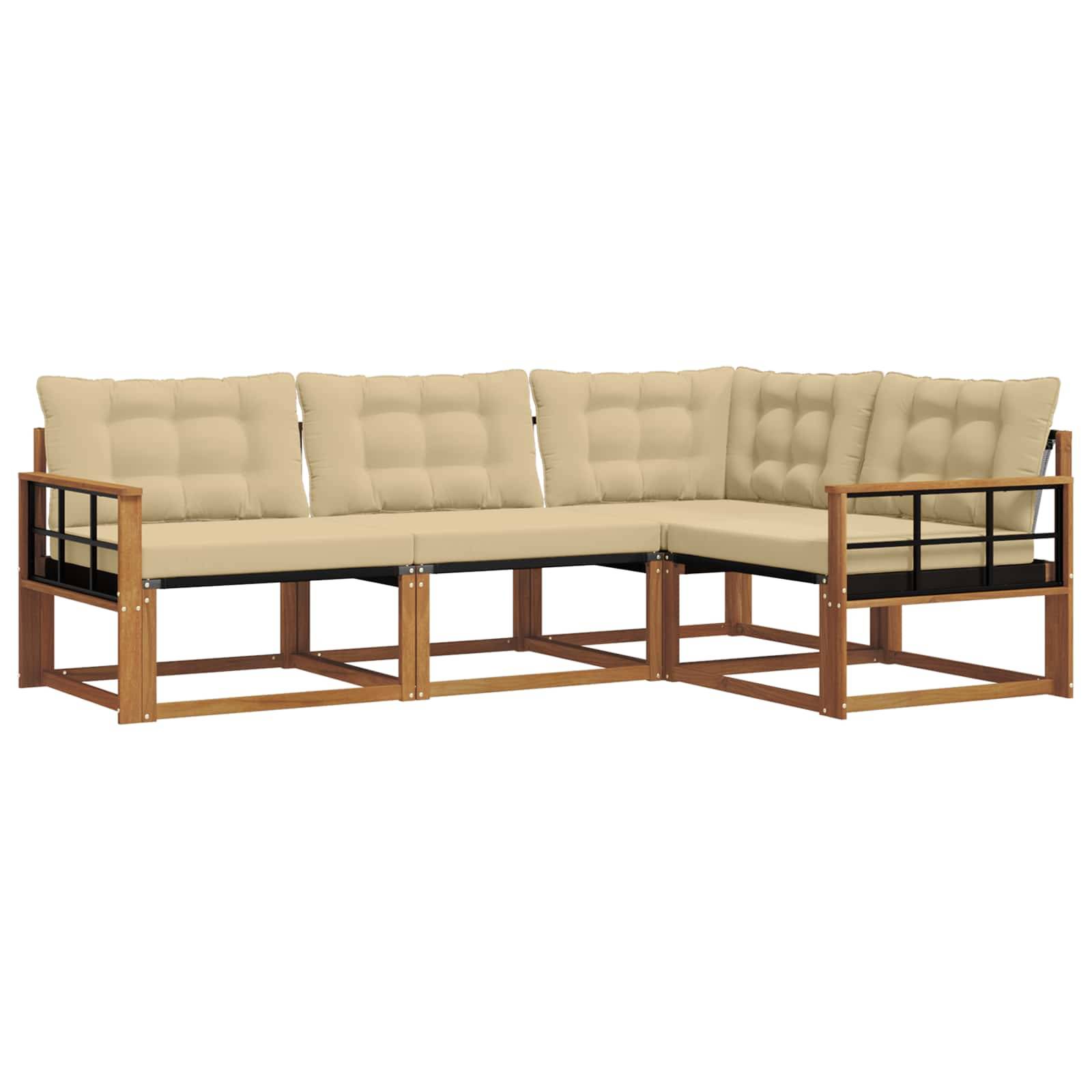 vidaXL Outdoor-Sofagarnitur mit Kissen 4 pcs Natur und Beige