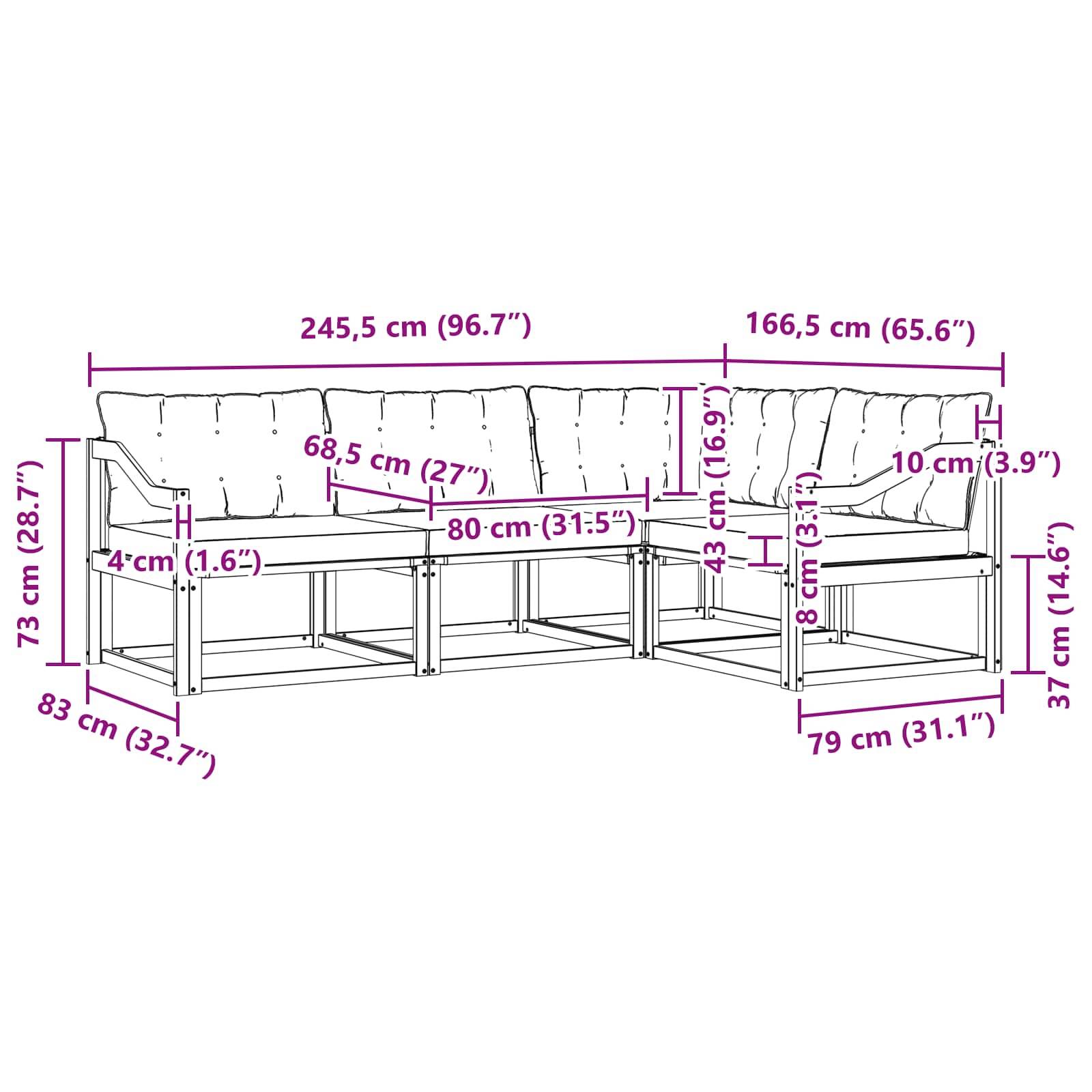 vidaXL Outdoor-Sofagarnitur mit Kissen 4 pcs Natur und Beige