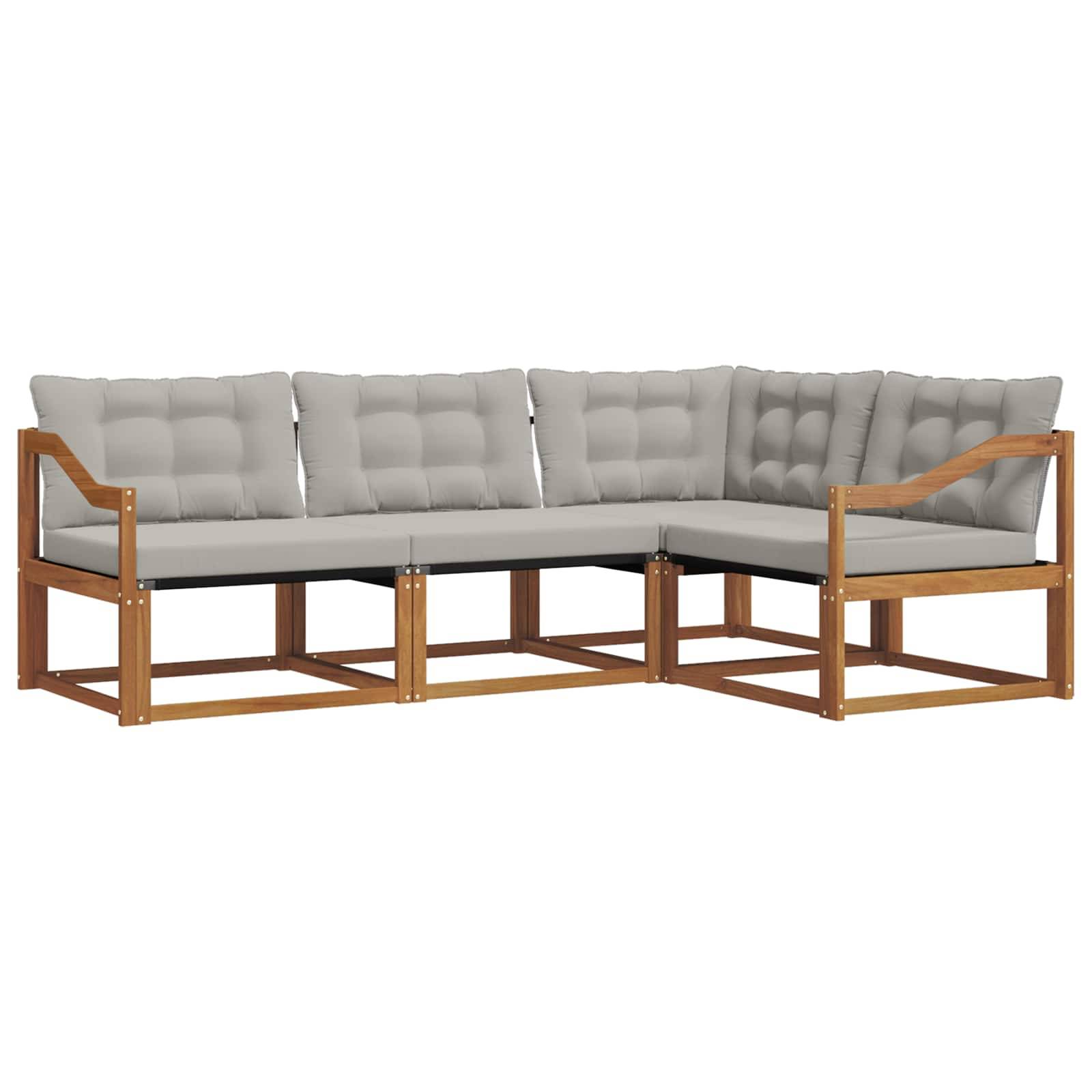 vidaXL Outdoor-Sofagarnitur mit Kissen 4 pcs Natürlich und Hellgrau