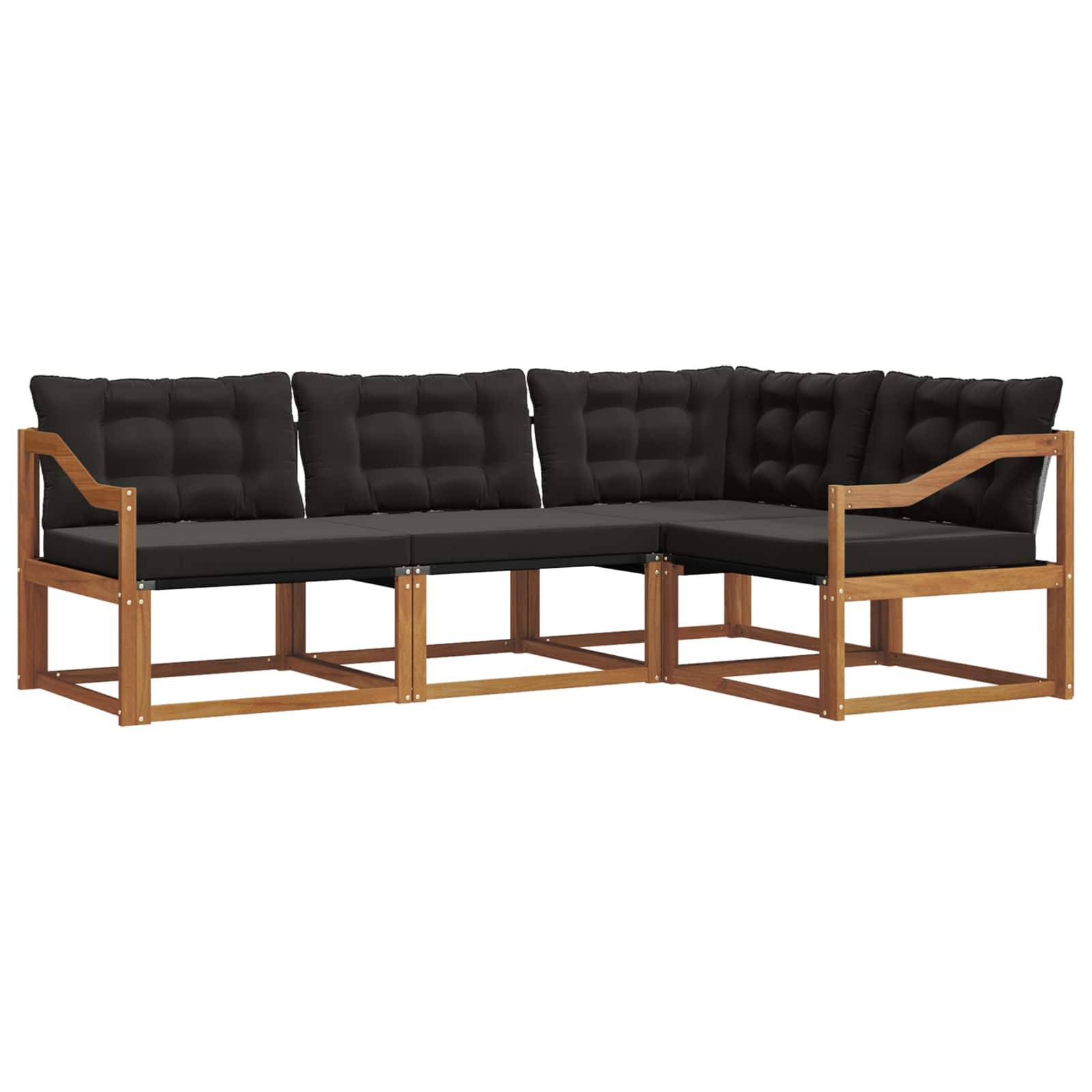 vidaXL Outdoor-Sofagarnitur mit Kissen 4 pcs Natürlich und Schwarz