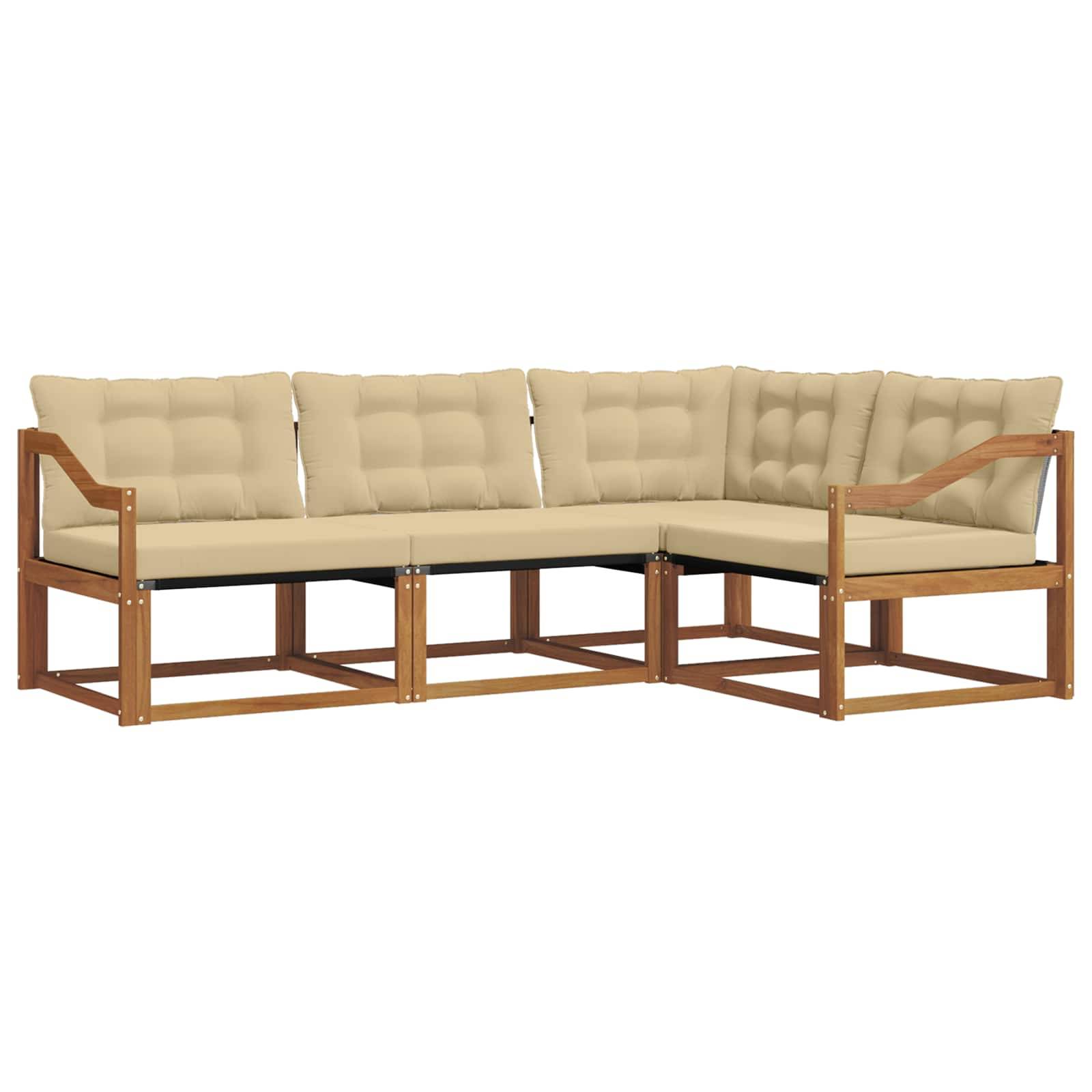 vidaXL Outdoor-Sofagarnitur mit Kissen 4 pcs Natur und Beige