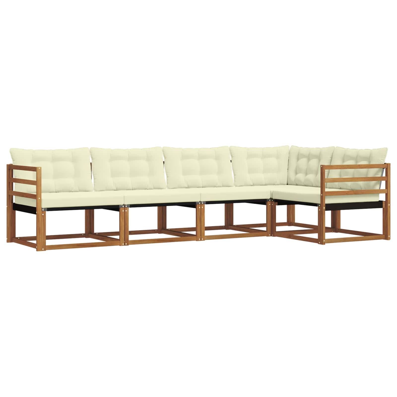 vidaXL Outdoor-Sofagarnitur mit Kissen 5 pcs Natur und Creme