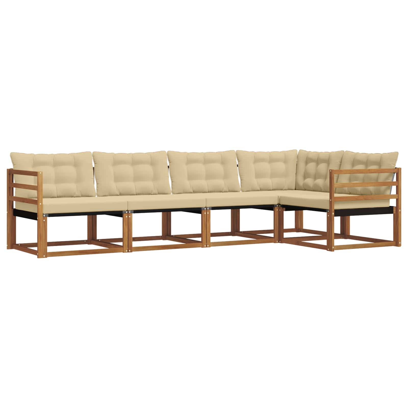 vidaXL Outdoor-Sofagarnitur mit Kissen 5 pcs Natur und Beige