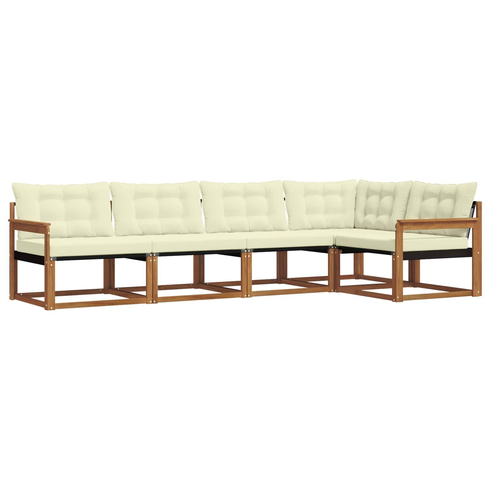 vidaXL Outdoor-Sofagarnitur mit Kissen 5 pcs Natur und Creme