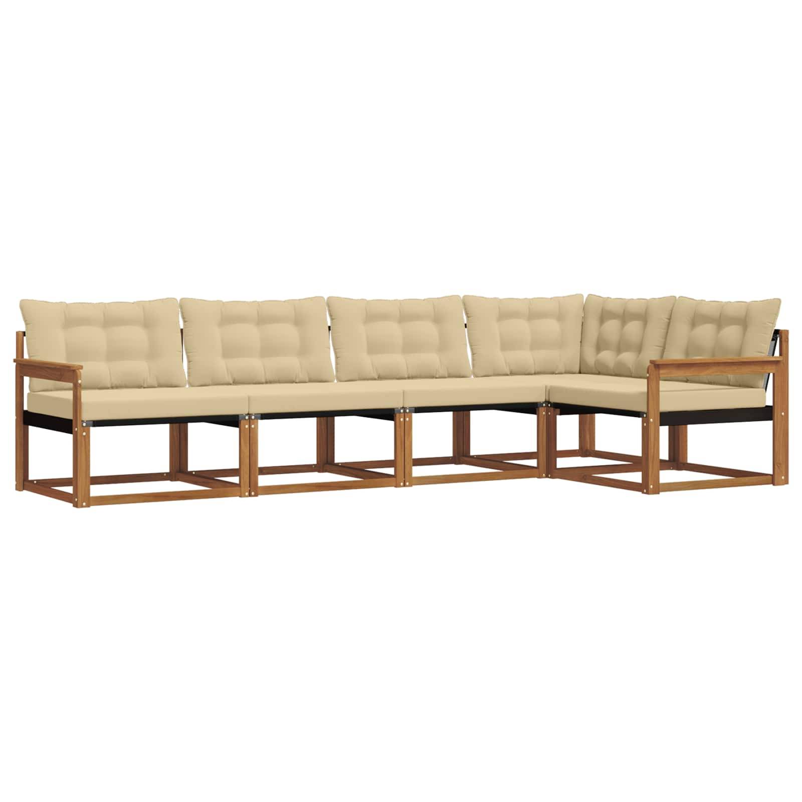 vidaXL Outdoor-Sofagarnitur mit Kissen 5 pcs Natur und Beige